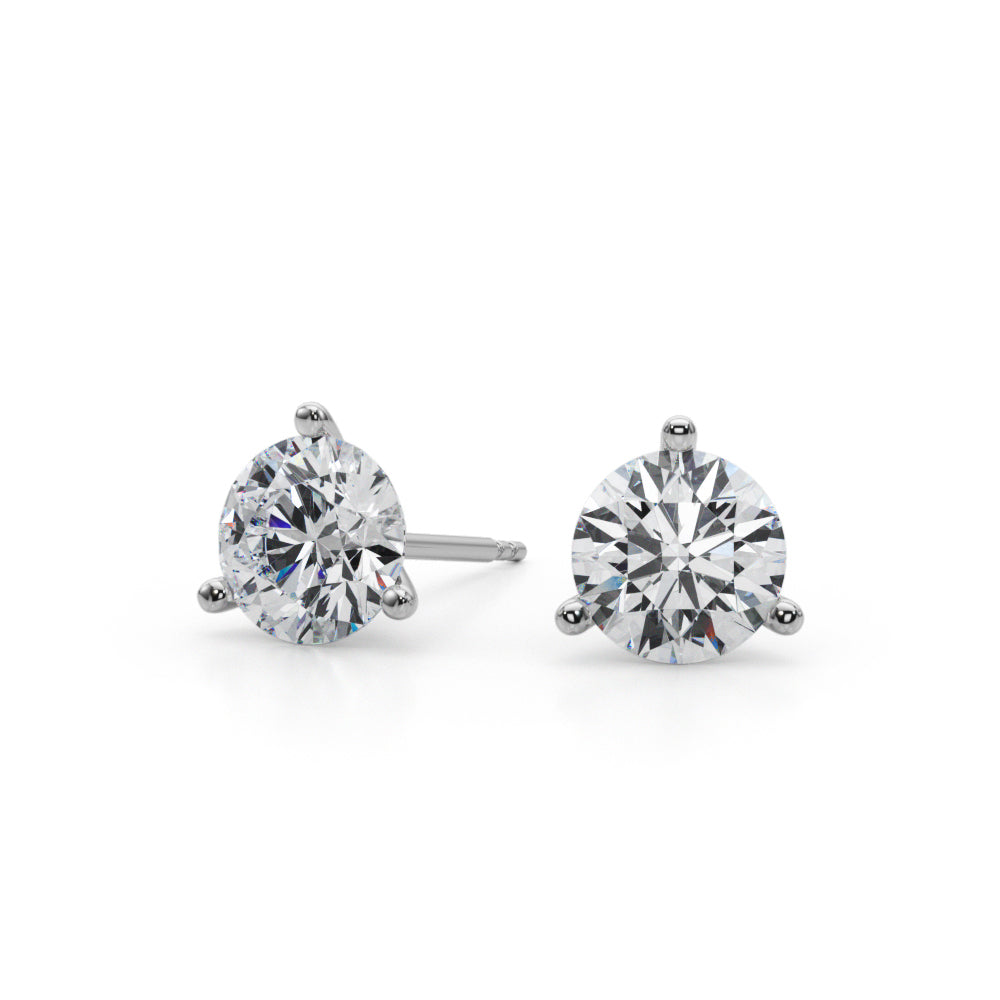 Classic 3-Prong Diamond Stud Earrings