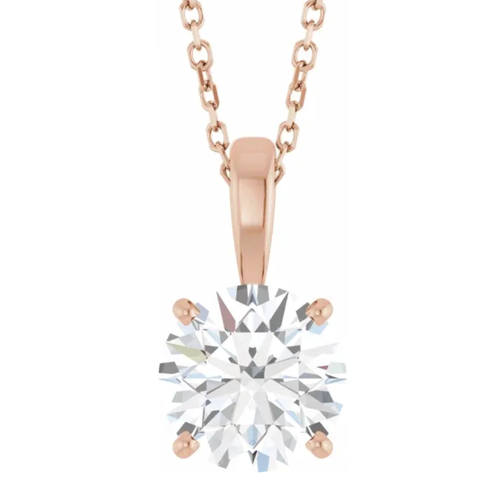 Diamond Solitaire Pendant Necklace  (18")