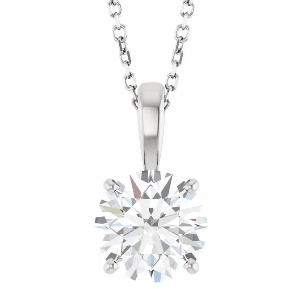 Diamond Solitaire Pendant Necklace  (18")