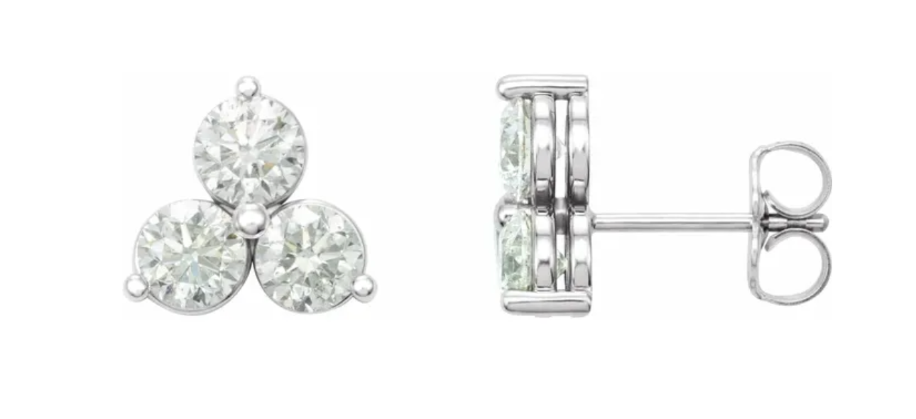 Three-Stone Stud Earrings – 1/4 CT. TW