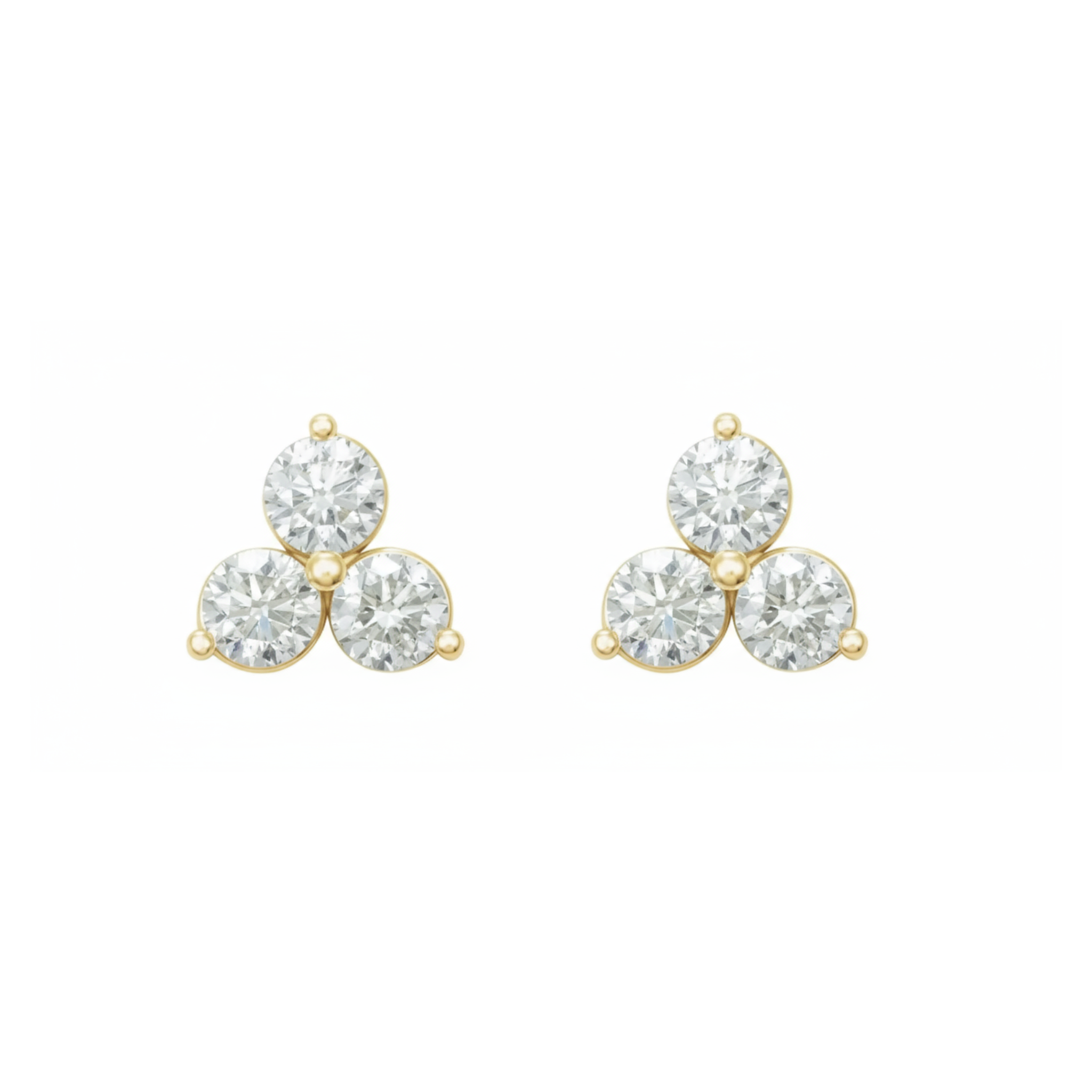 Three-Stone Stud Earrings – 1/4 CT. TW