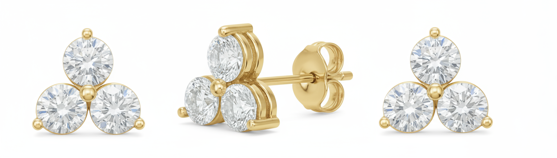 Three-Stone Stud Earrings – 1/4 CT. TW