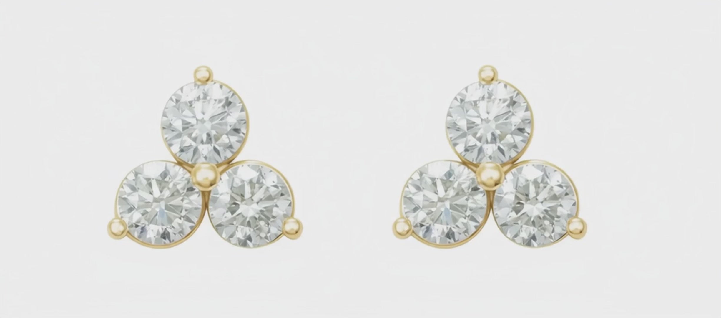 Three-Stone Stud Earrings – 1/4 CT. TW