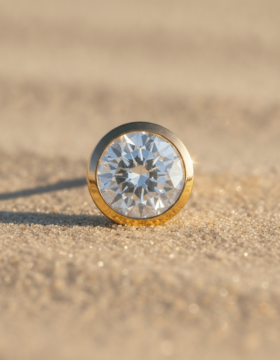 Round Bezel Set Lab-Grown Diamond Stud Earrings in yellow gold