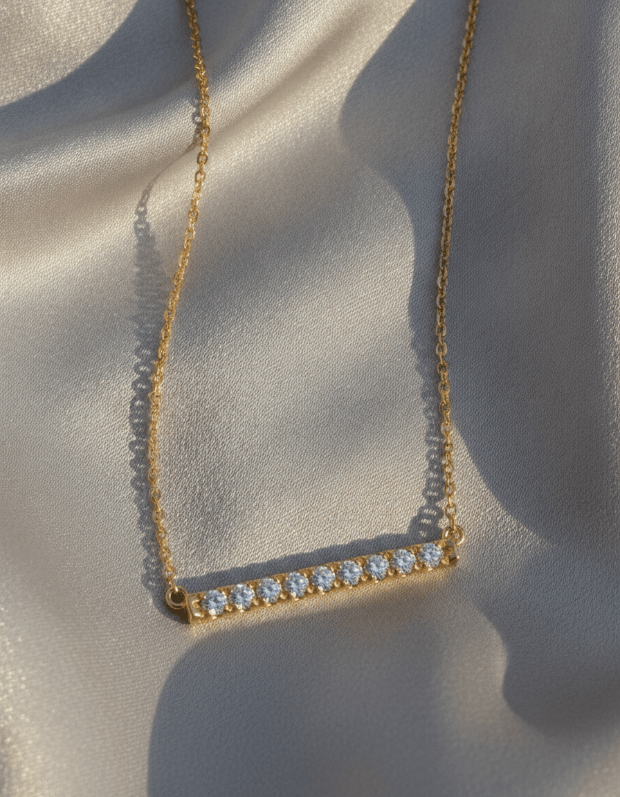 Diamond Bar Necklace in yellow gold