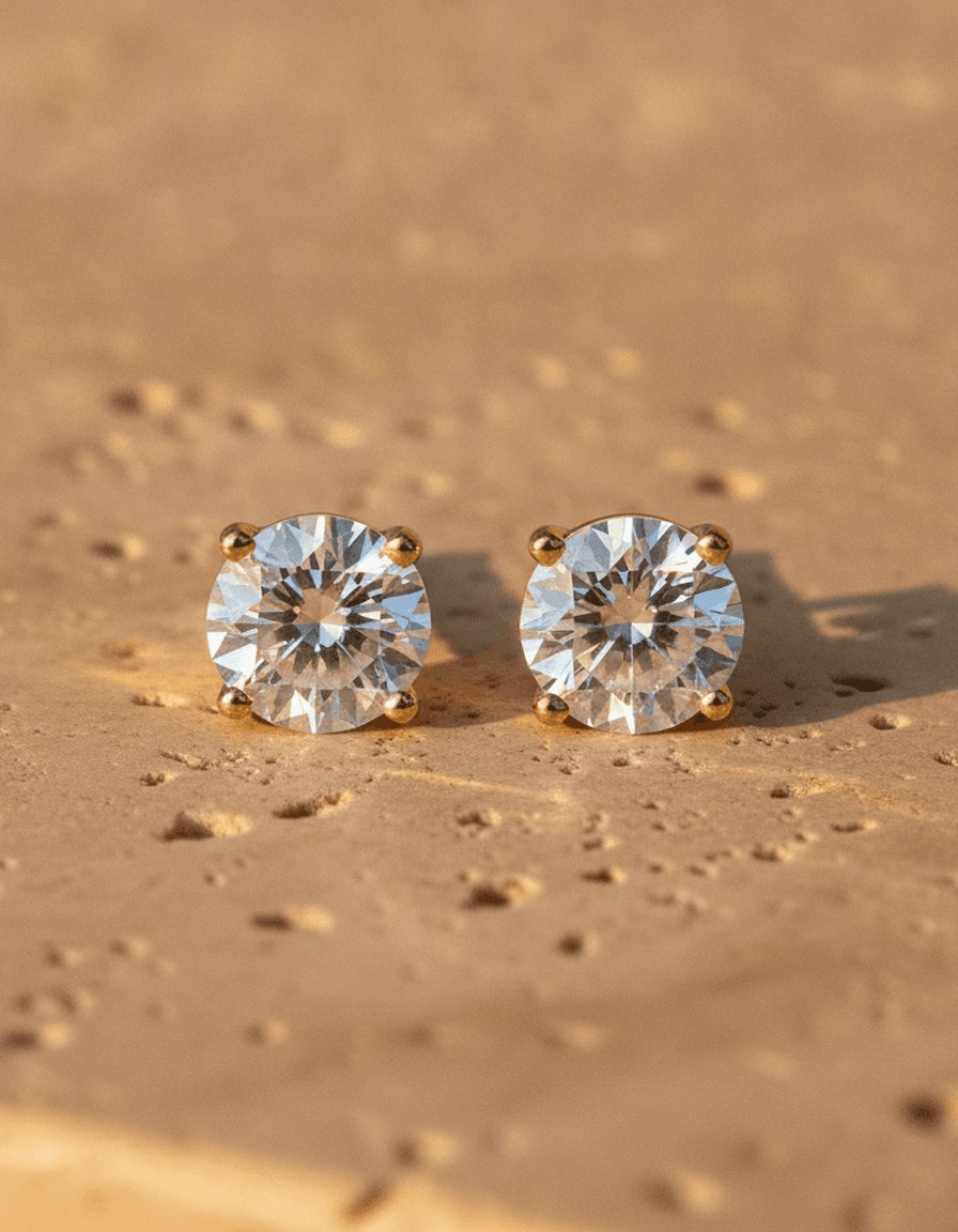 Classic Round Stud Earrings in yellow gold