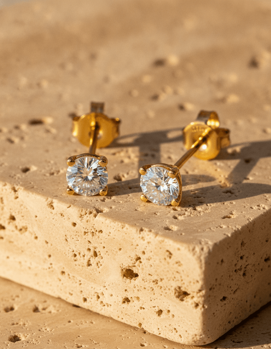 Round Lab-Grown Diamond Stud Earrings in yellow gold
