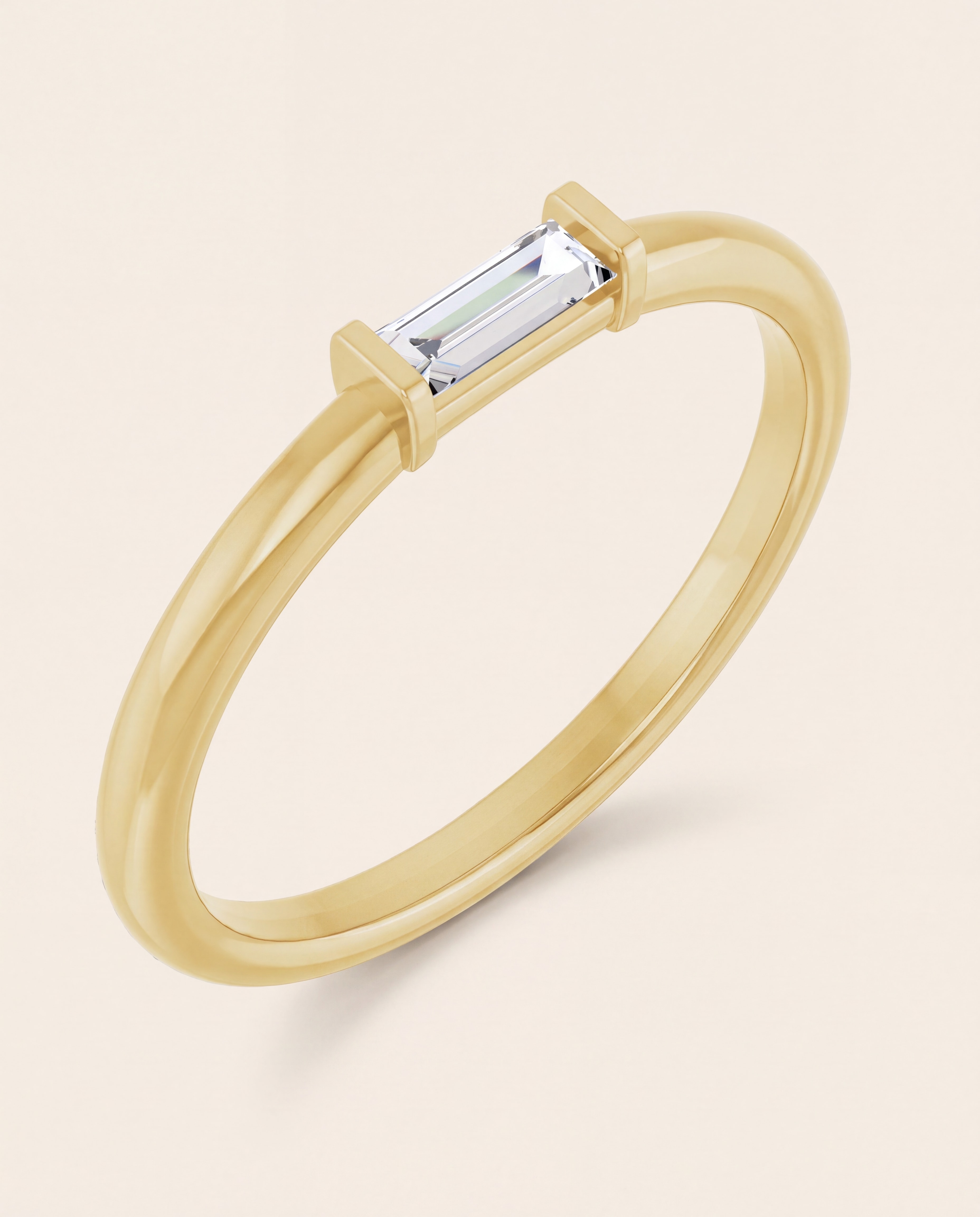 Baguette Diamond Band Ring in yellow gold