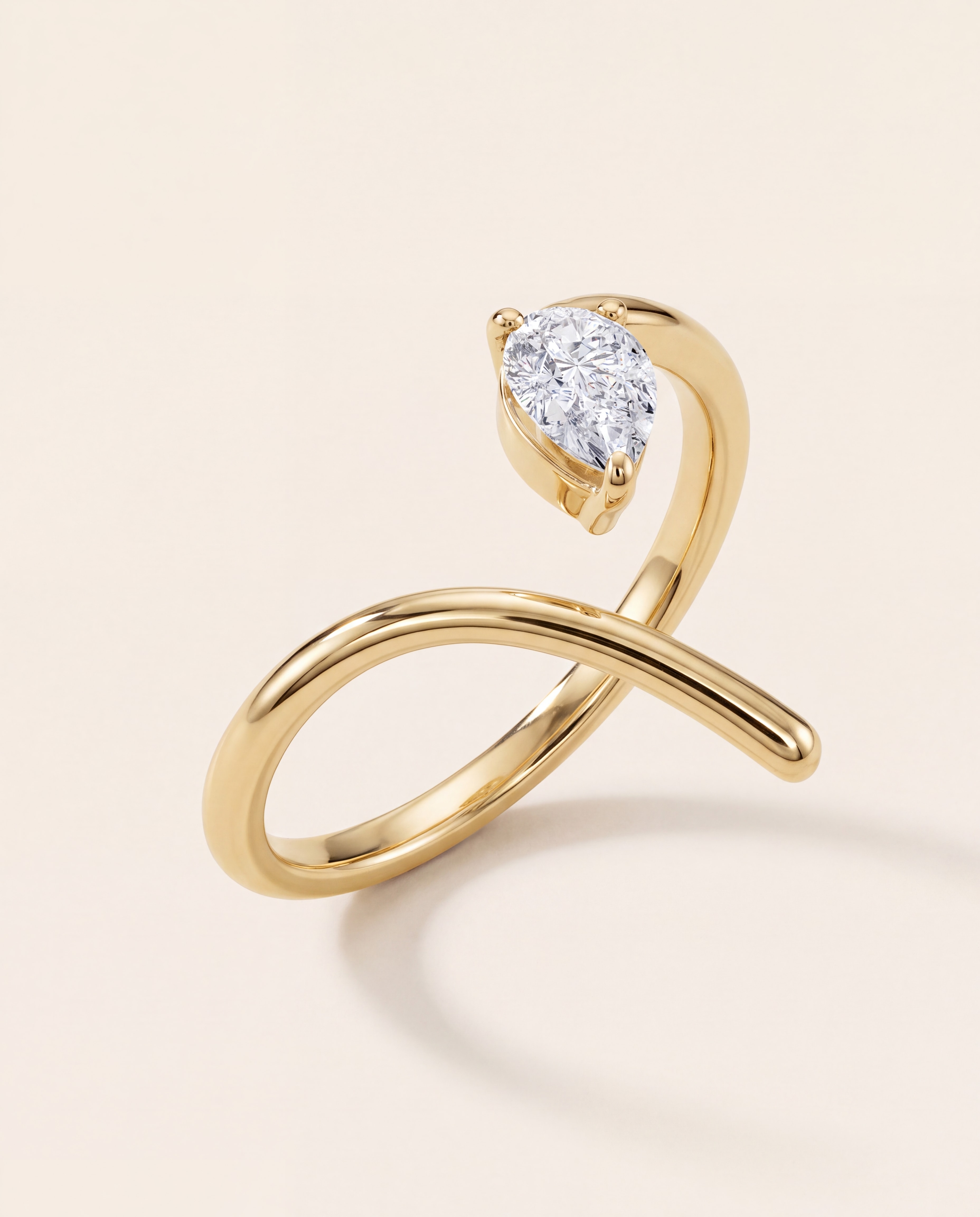 Pear Lab-Grown Diamond Ring in yellow gold
