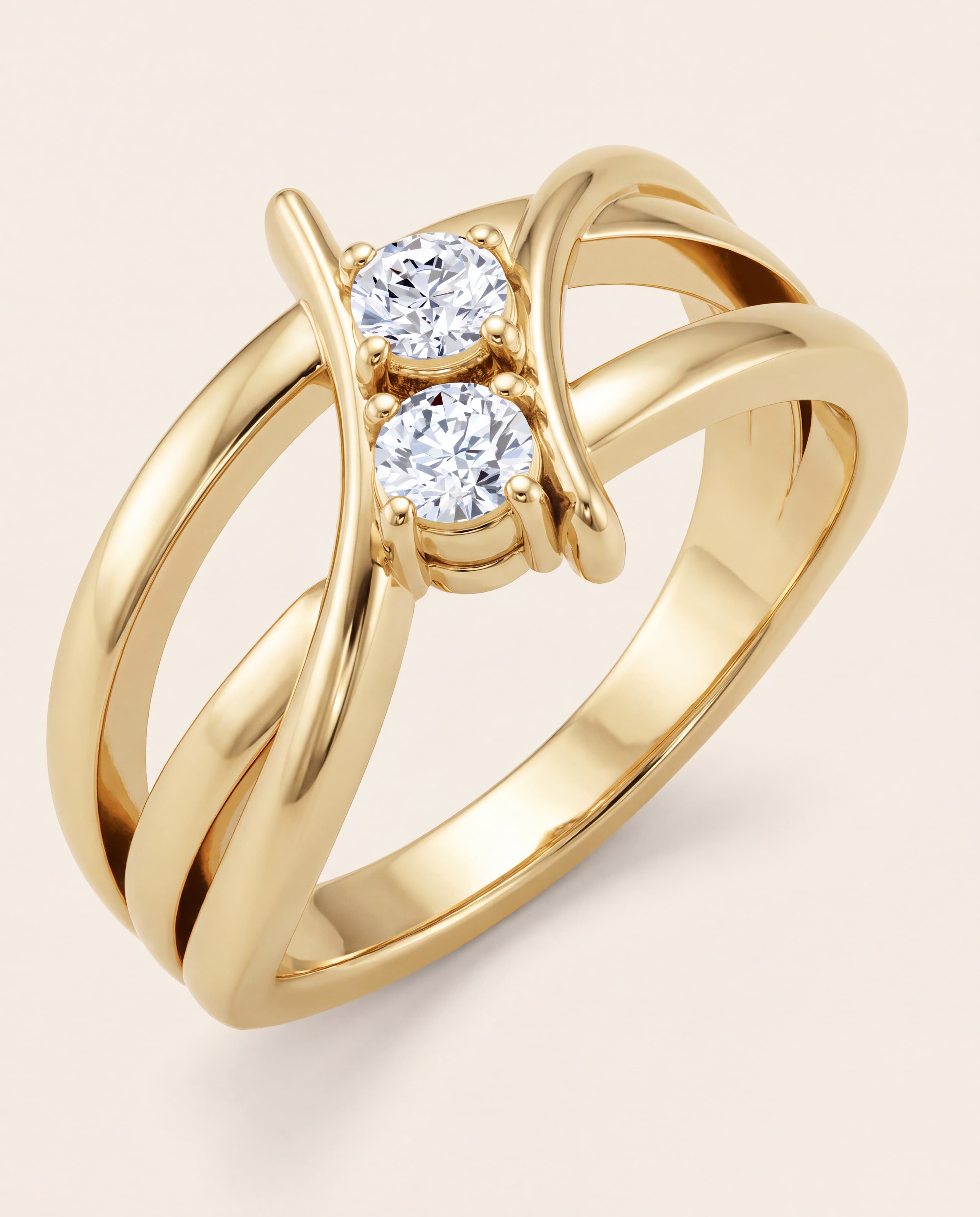 Two Round Lab-Grown Diamond Ring in yellow gold