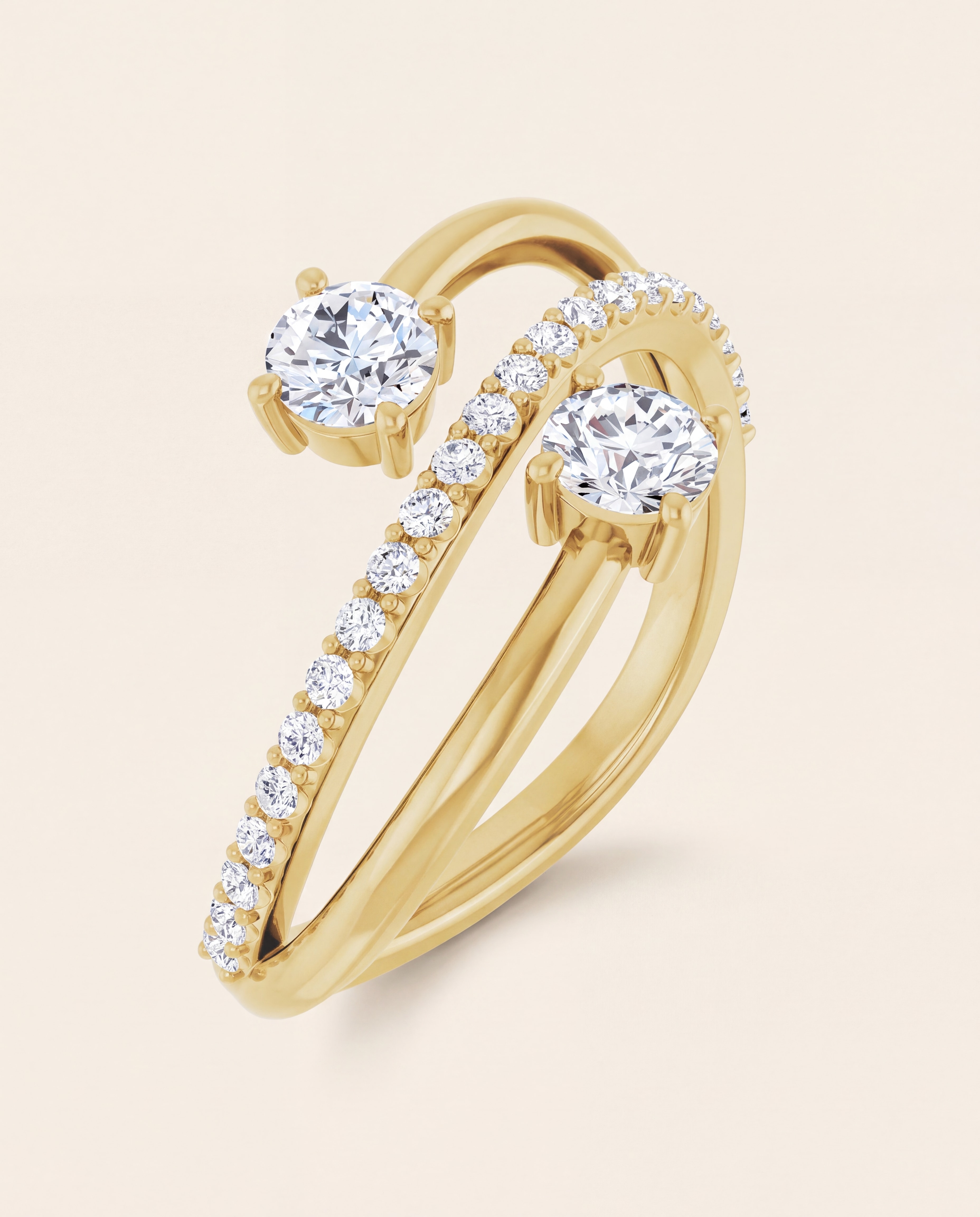 Twenty-Five Stone Round Diamond Band in yellow gold