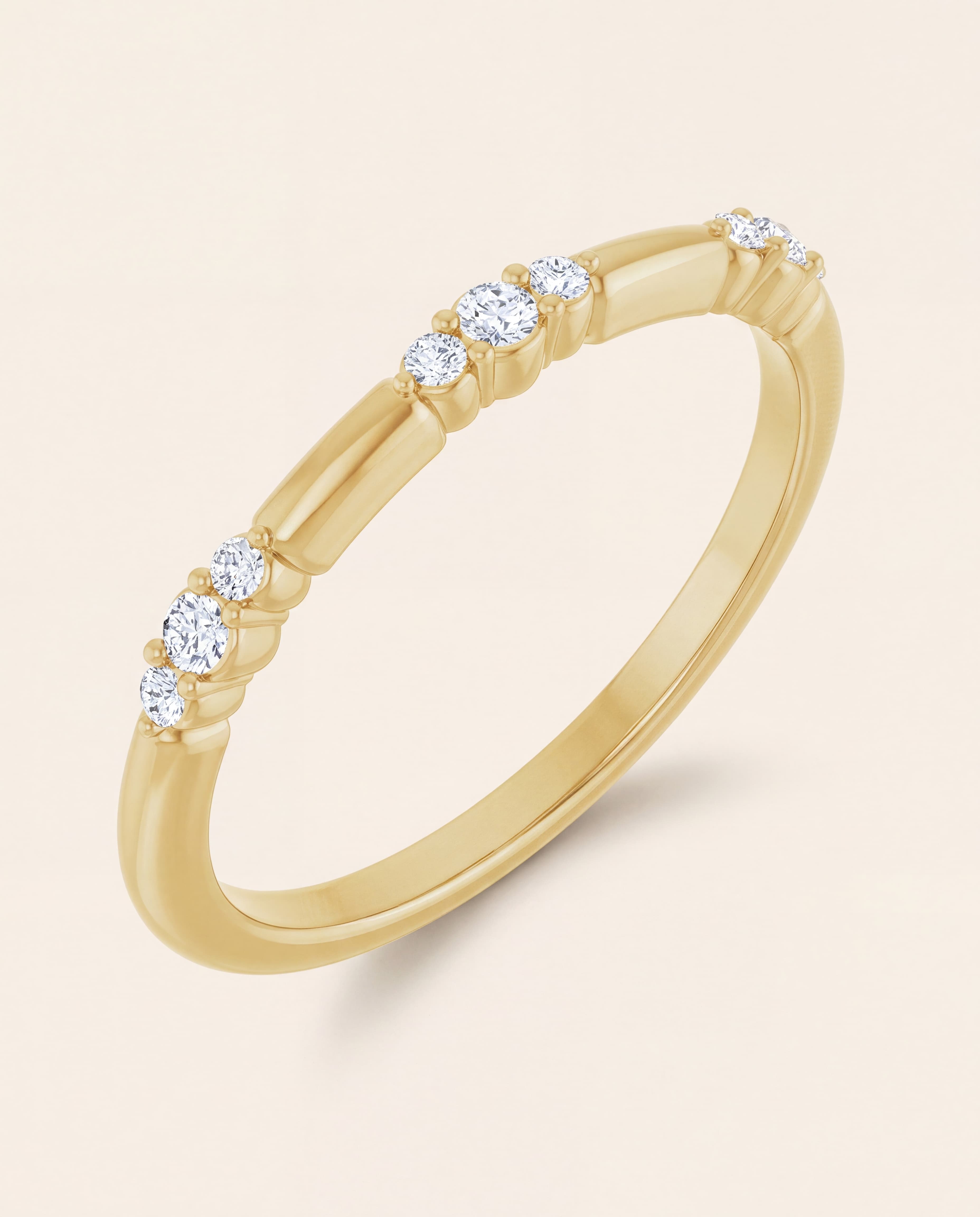 Nine Stone Round Diamond Band in yellow gold