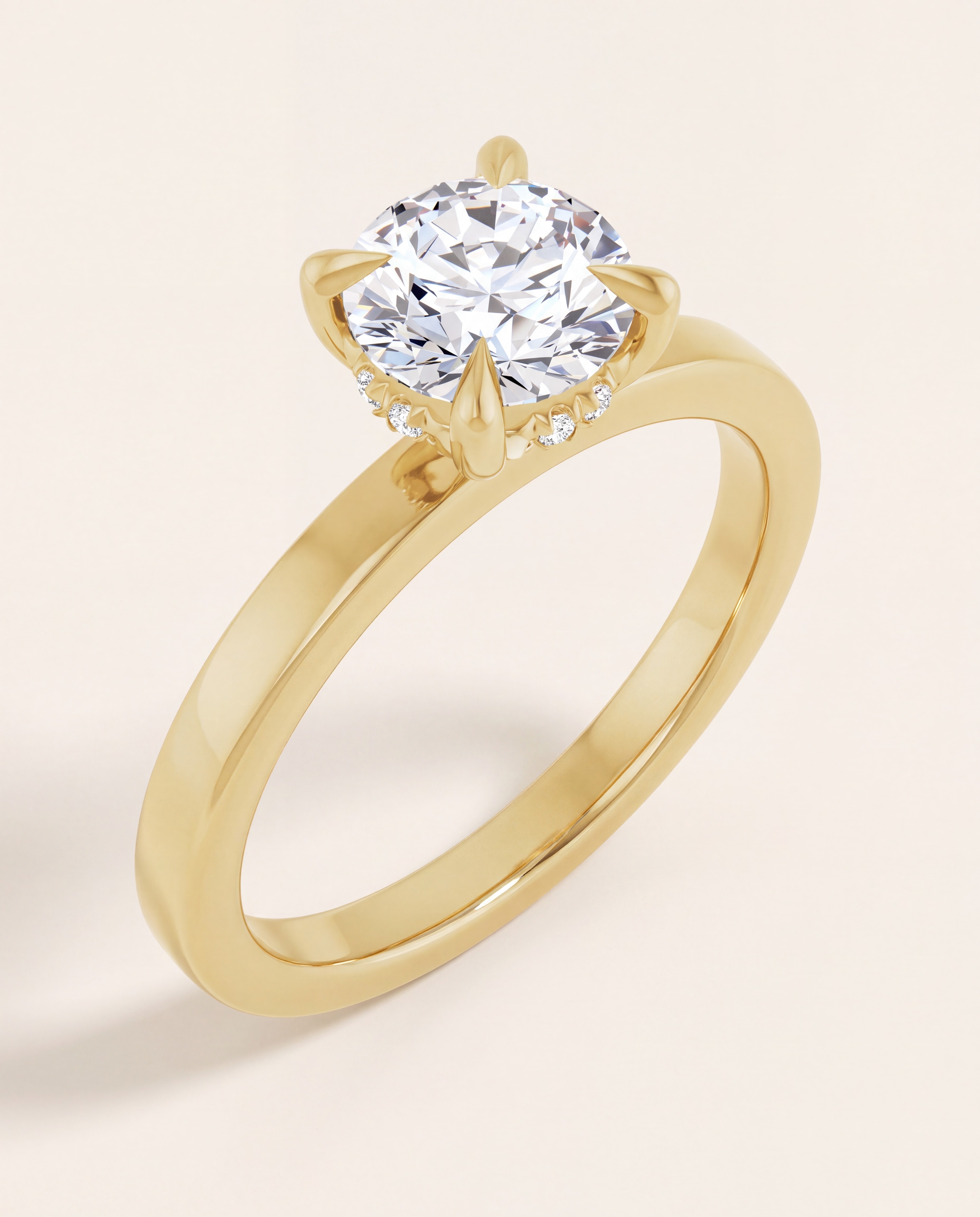 Hidden Halo Round Engagement Ring in yellow gold