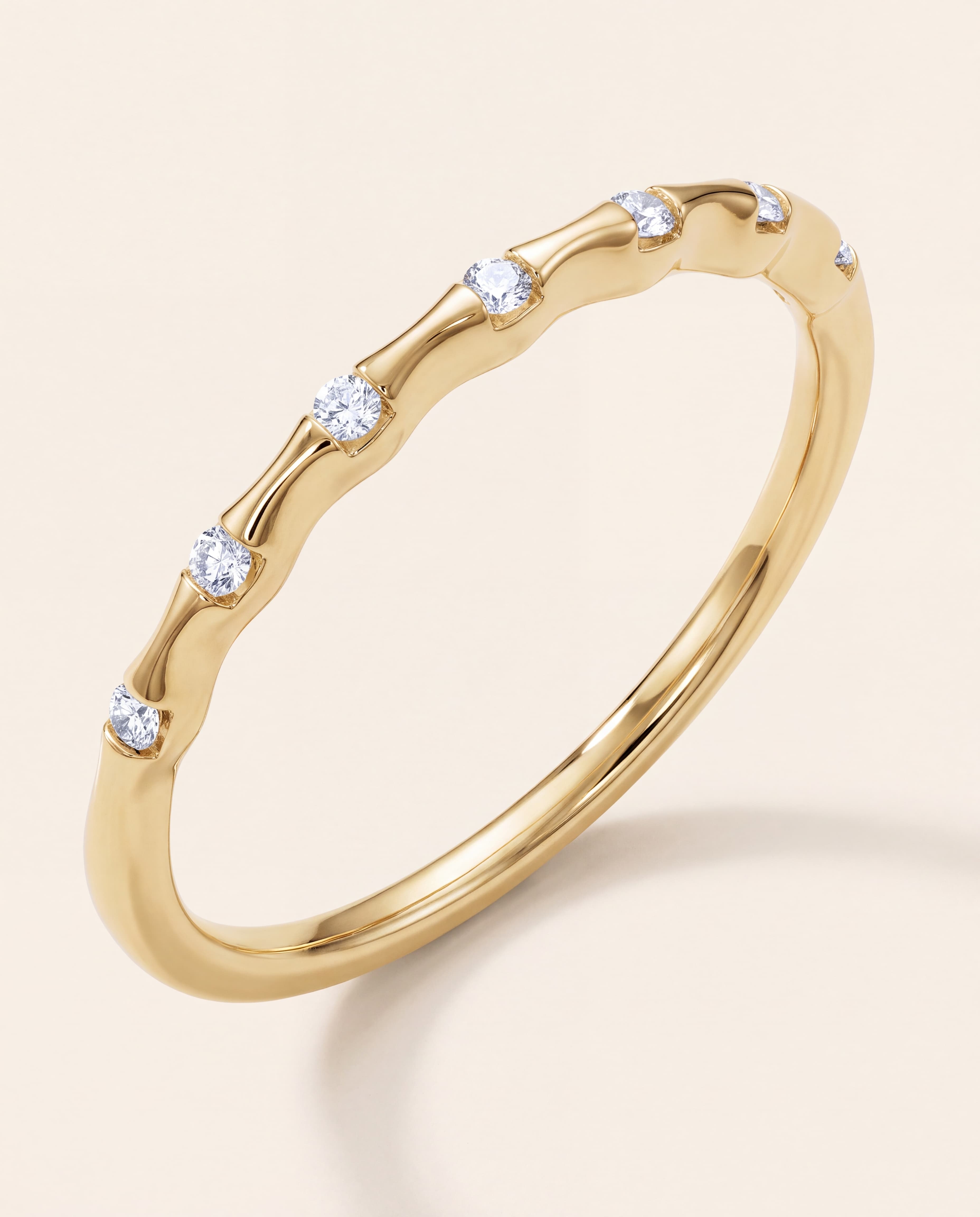 Thin Round Lab-Grown Diamond Band in yellow gold