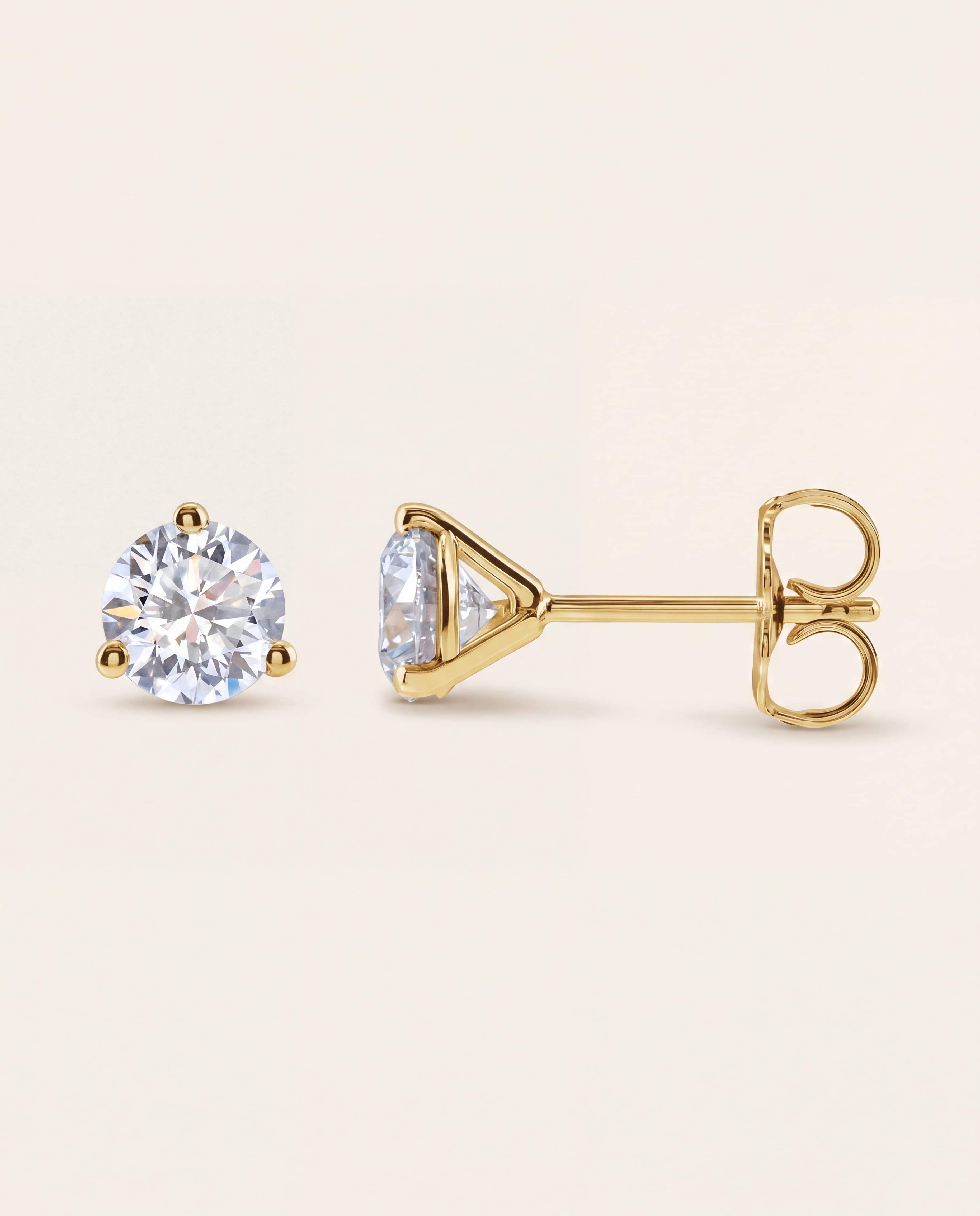 Round Lab-Grown Diamond Stud Earrings in yellow gold