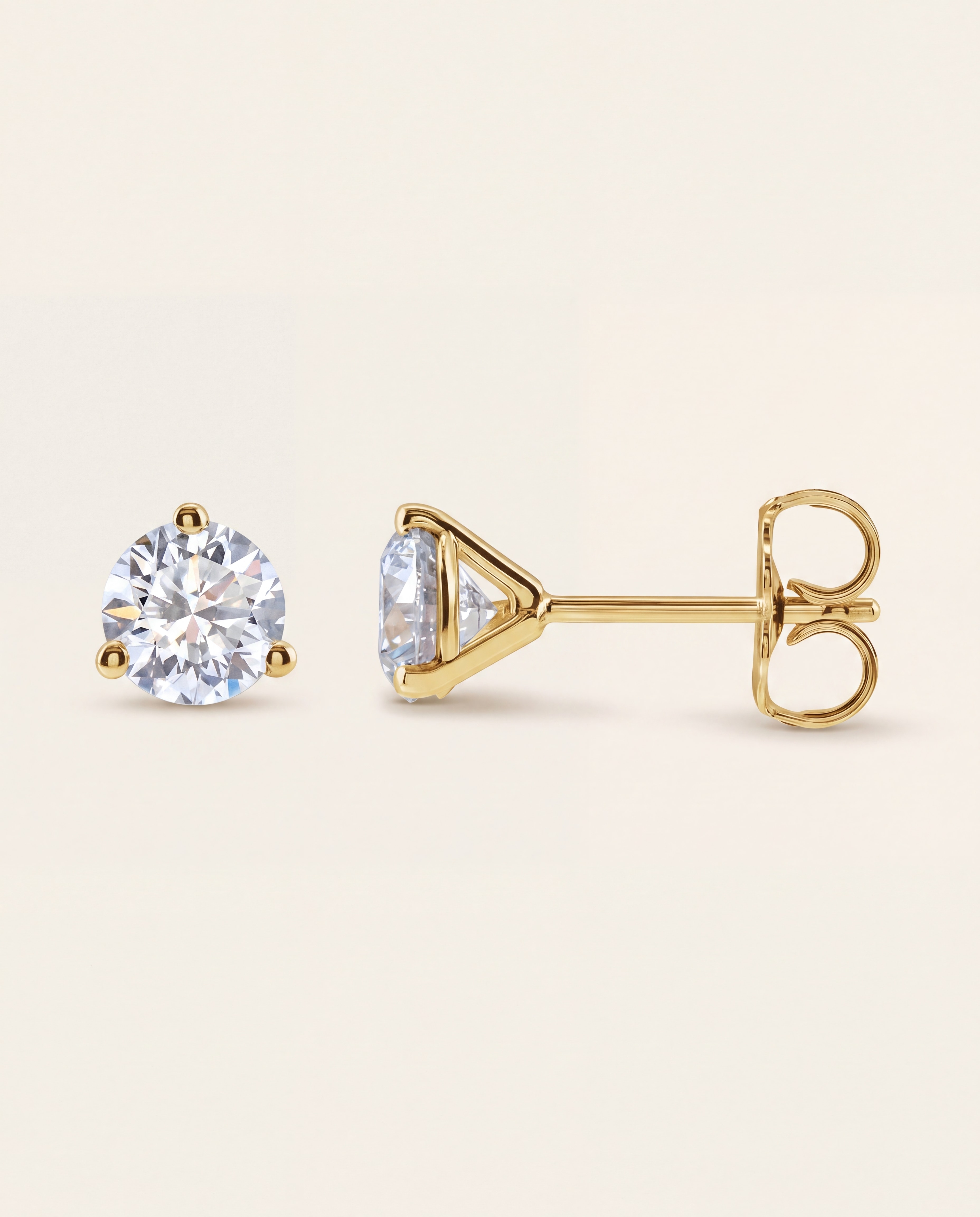 Round Lab-Grown Diamond Stud Earrings in yellow gold