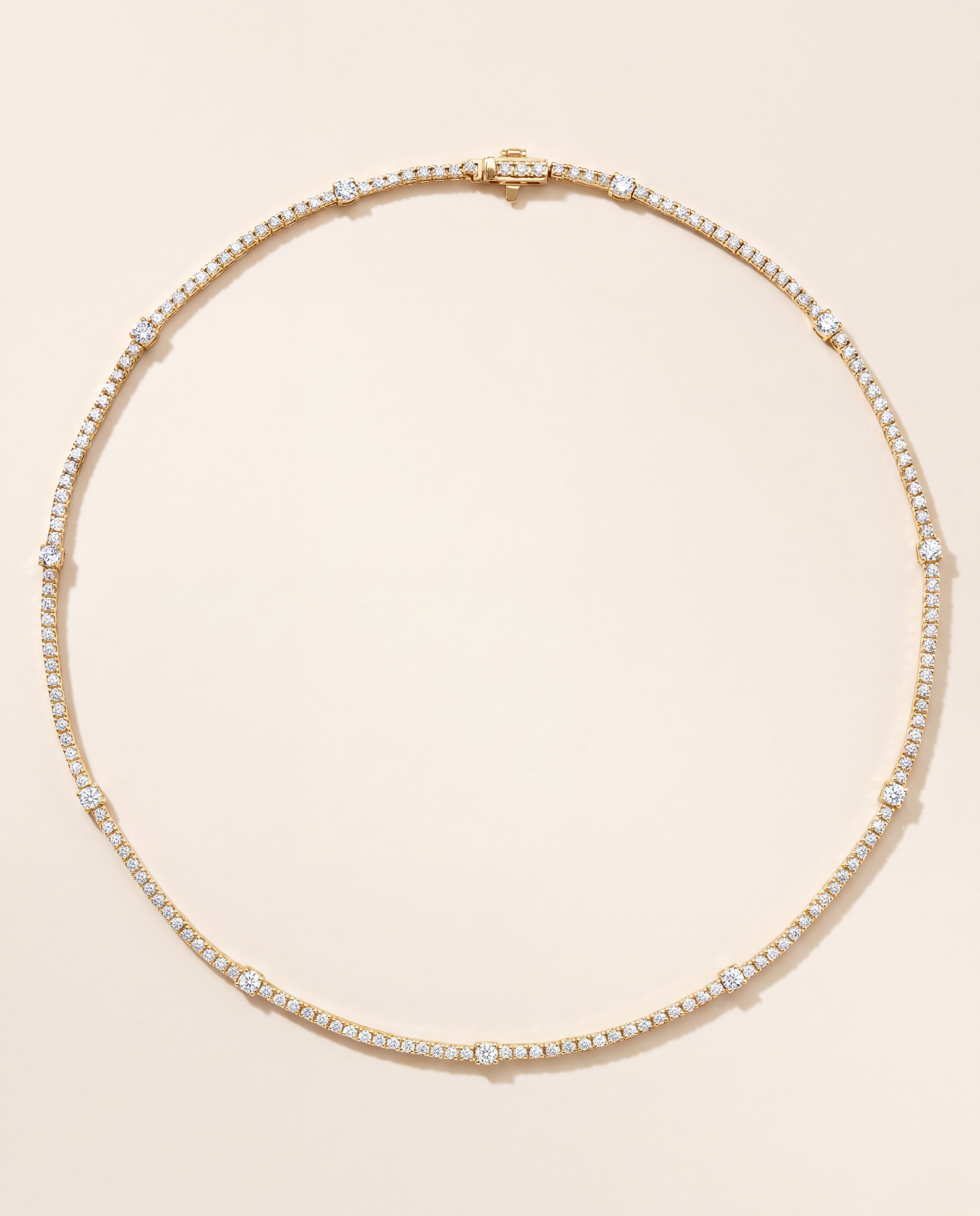 Four Carat Diamond Line Necklace in yellow gold