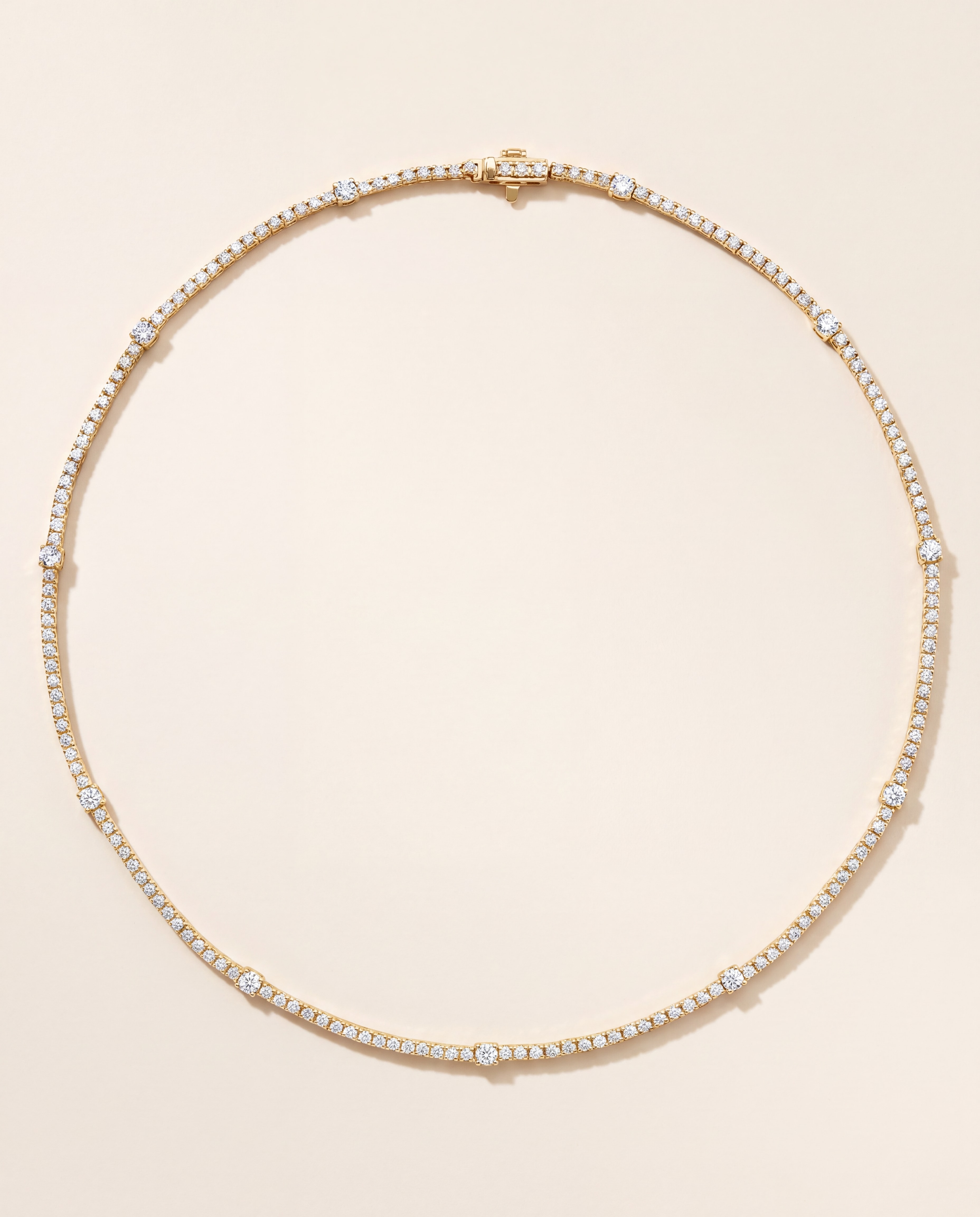 Four Carat Diamond Line Necklace in yellow gold