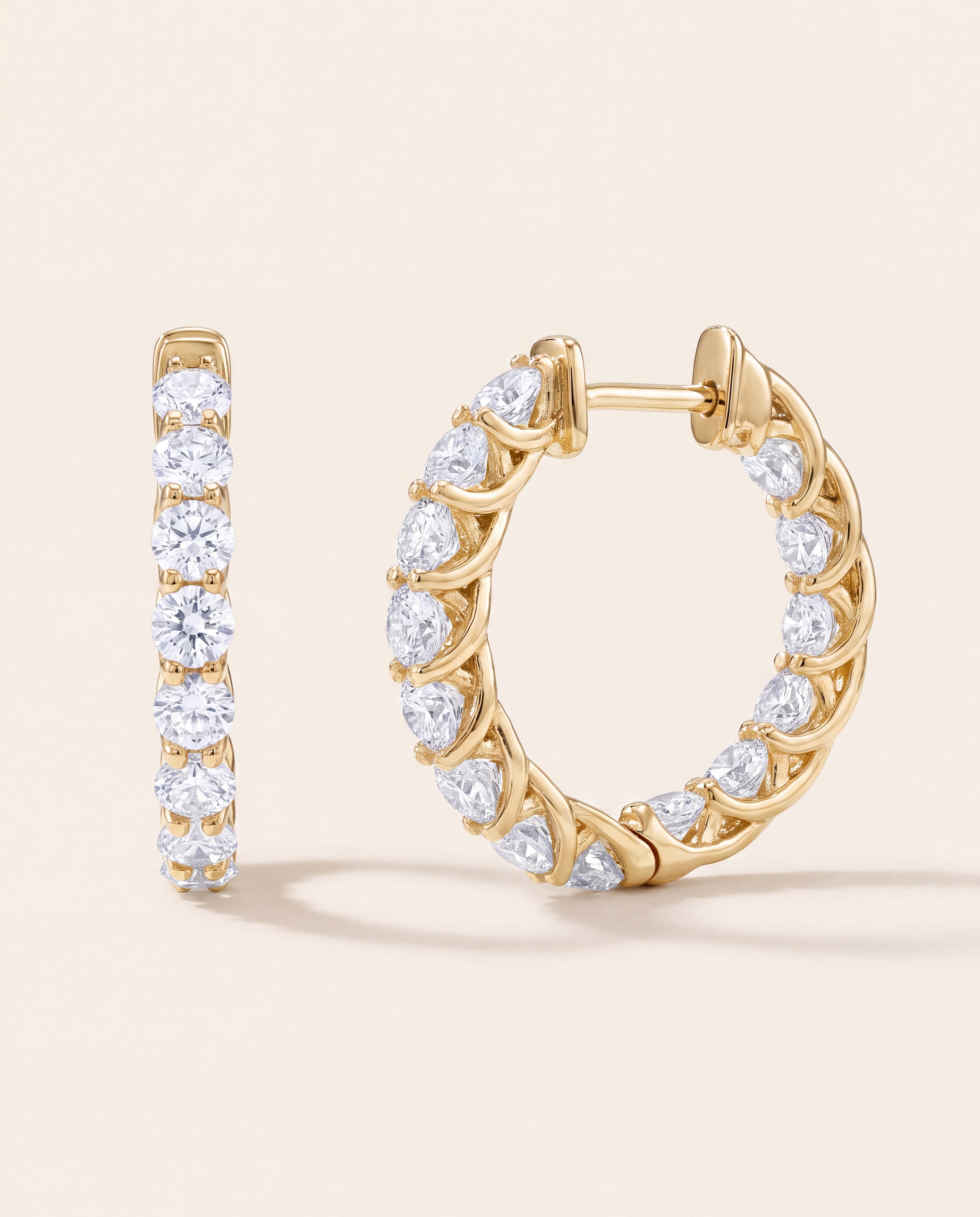 2.2 Carat Lab-Grown Diamond Hoop Earrings in yellow gold