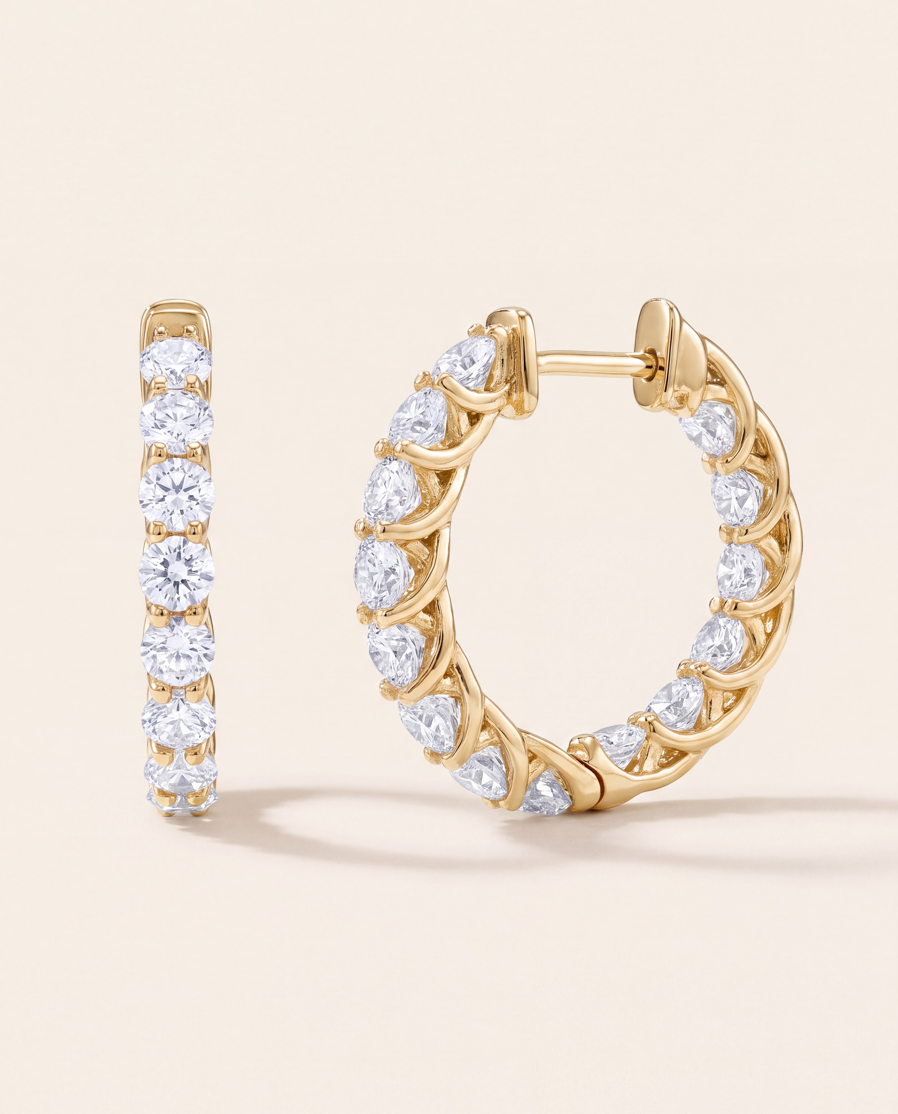 2.2 Carat Lab-Grown Diamond Hoop Earrings in yellow gold