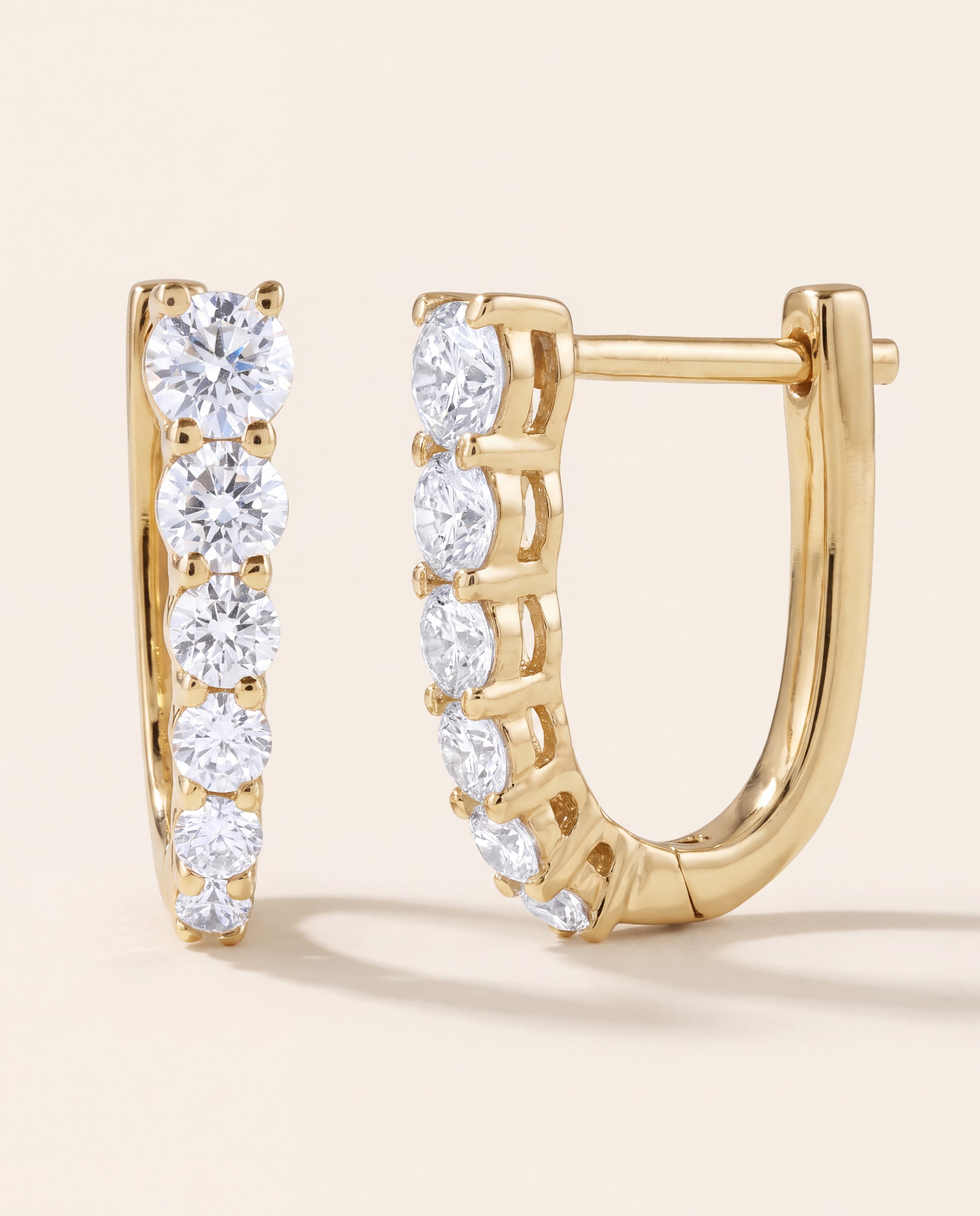 Round Lab-Grown Diamond Hoop Earrings in yellow gold