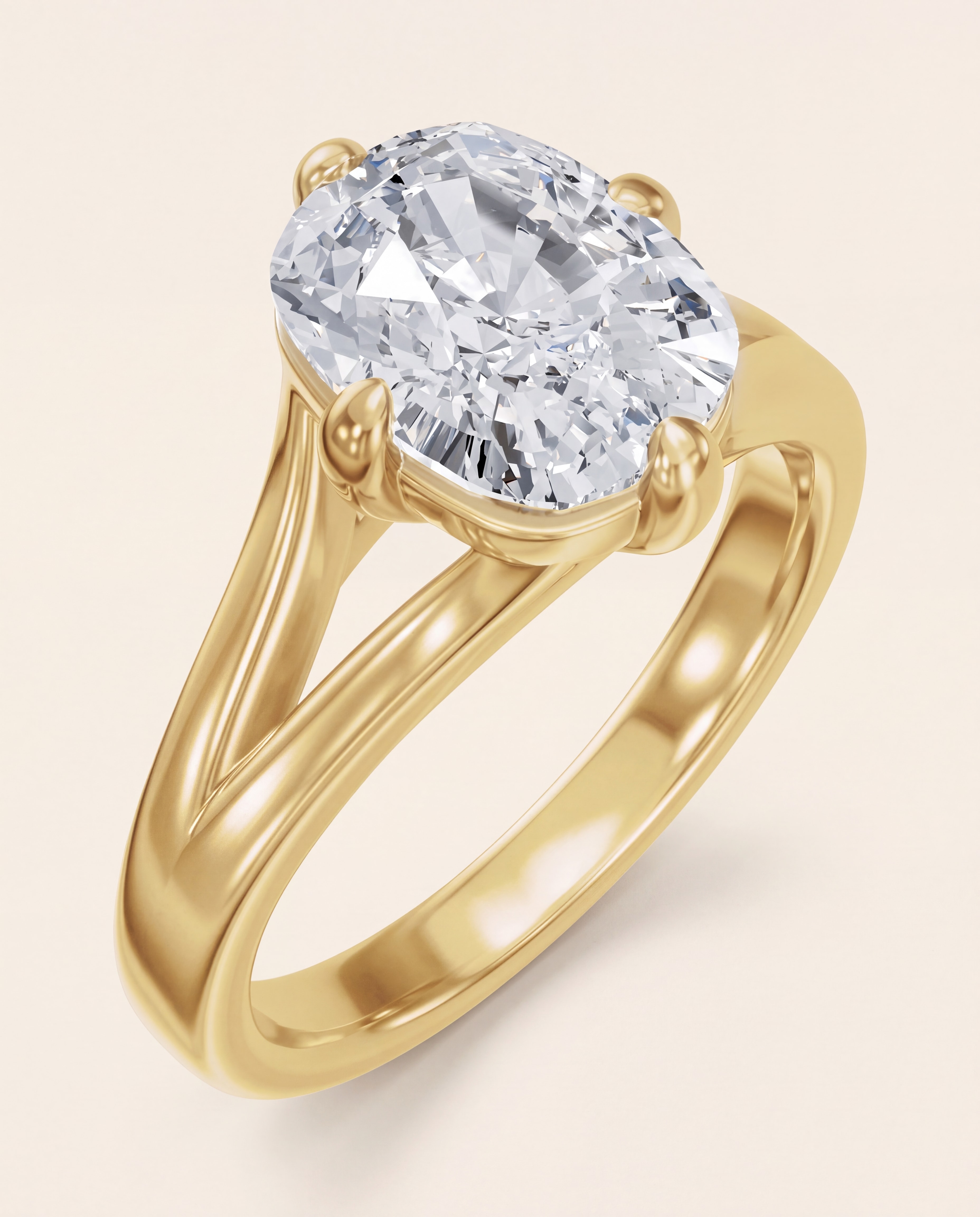 Split Shank Cushion Engagement Ring in yellow gold