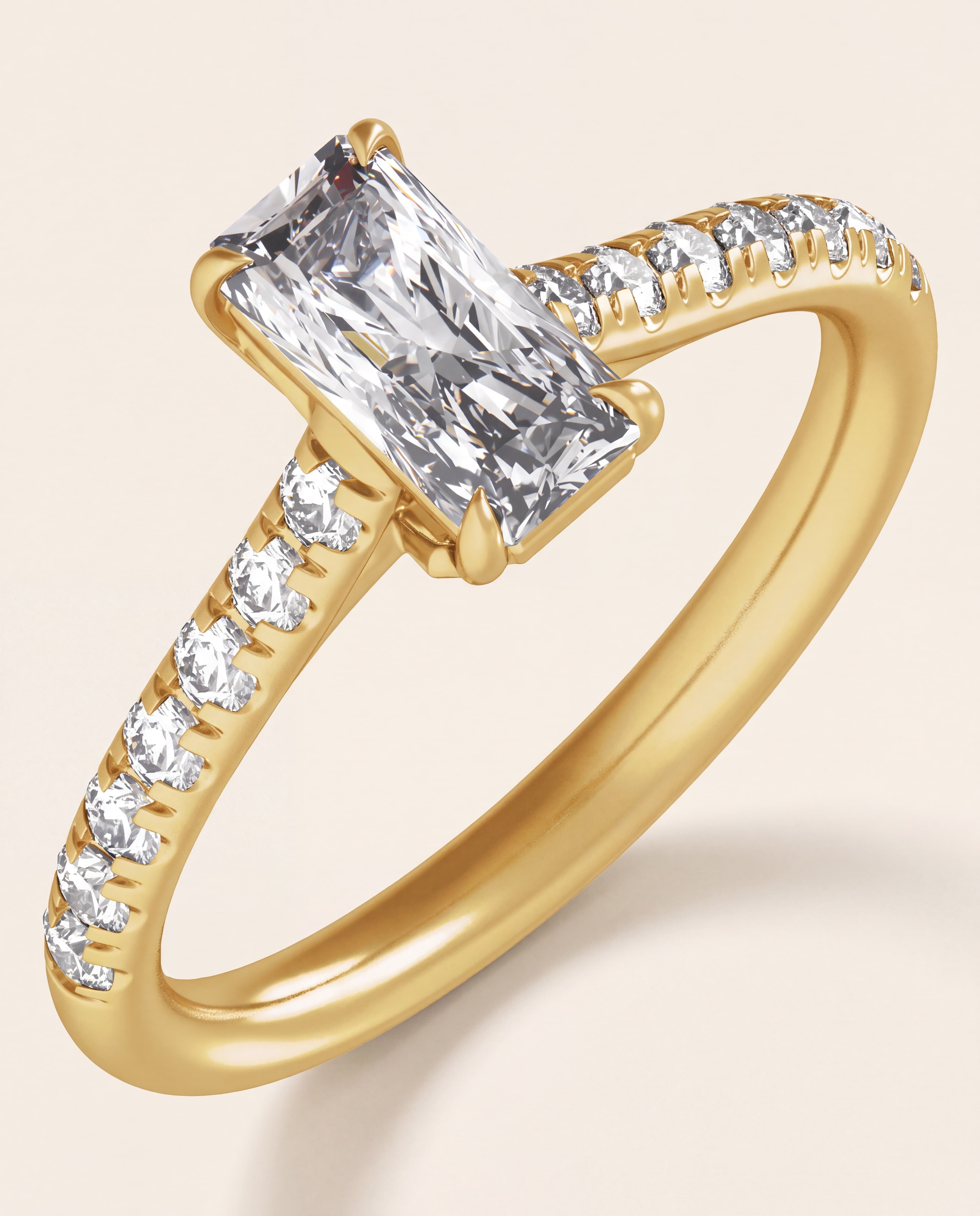 Radiant Cut Pave Engagement Ring in yellow gold