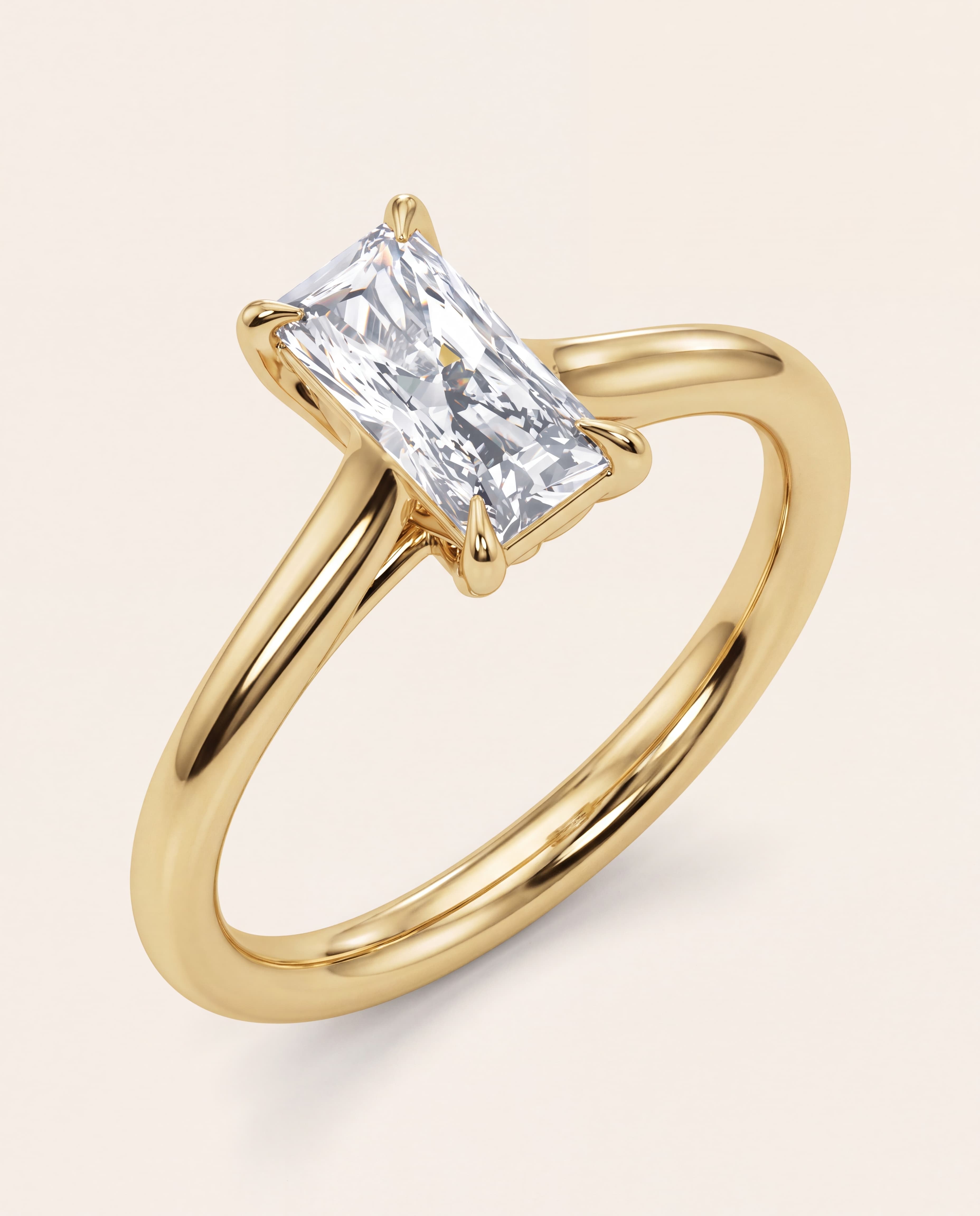 Radiant Cut Solitaire Engagement Ring in yellow gold
