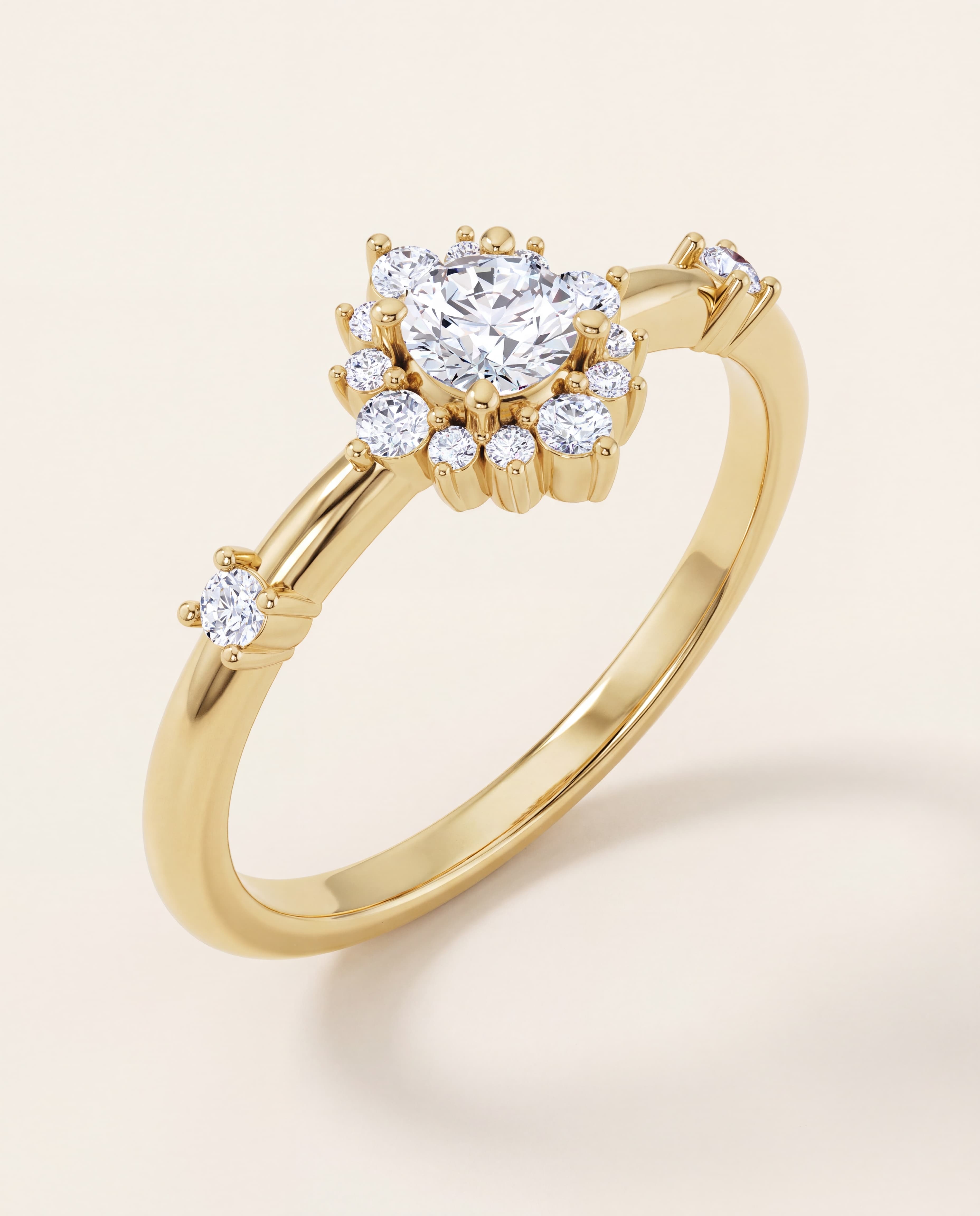 Round Lab-Grown Diamond Fashion Ring in yellow gold