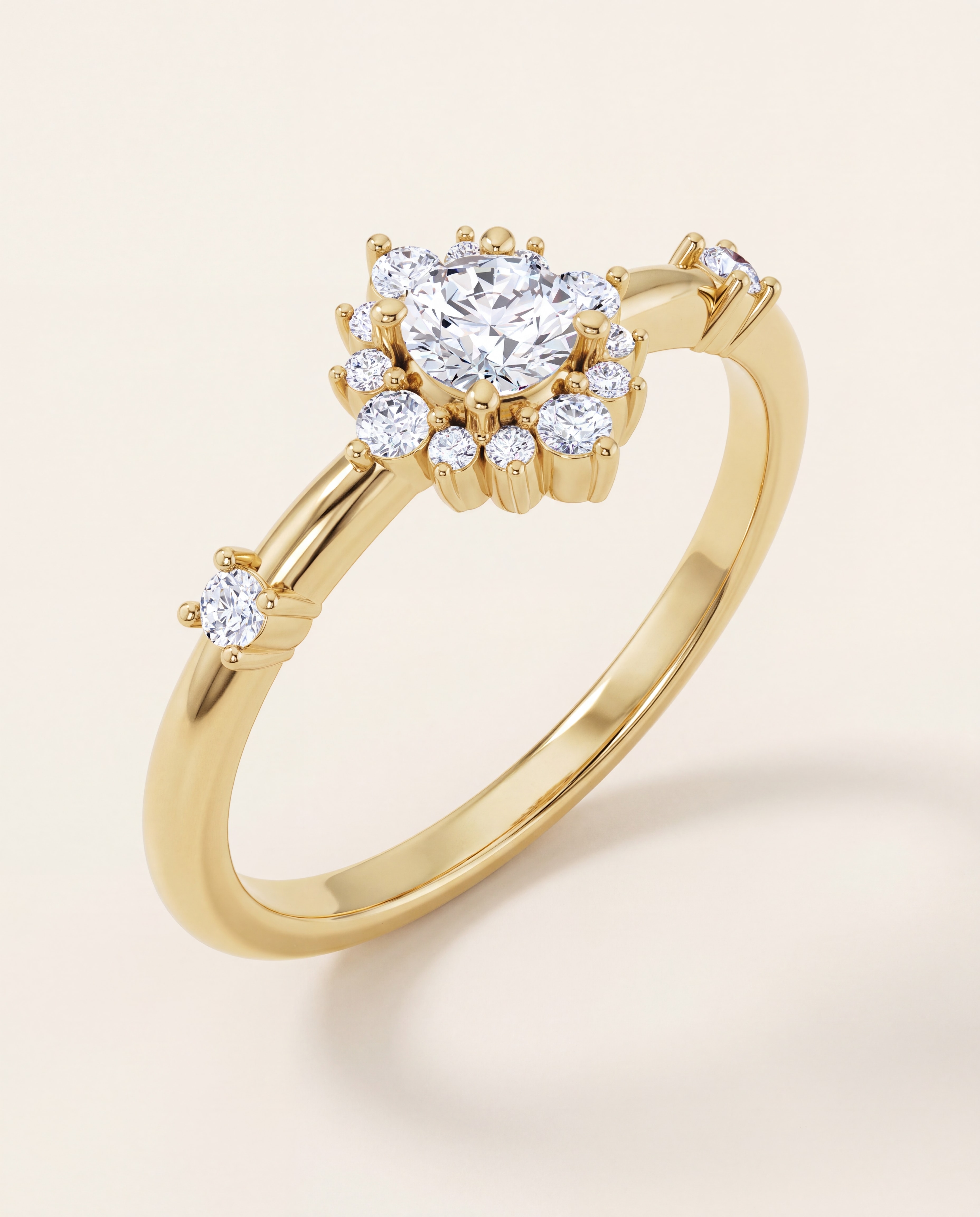 Round Lab-Grown Diamond Fashion Ring in yellow gold
