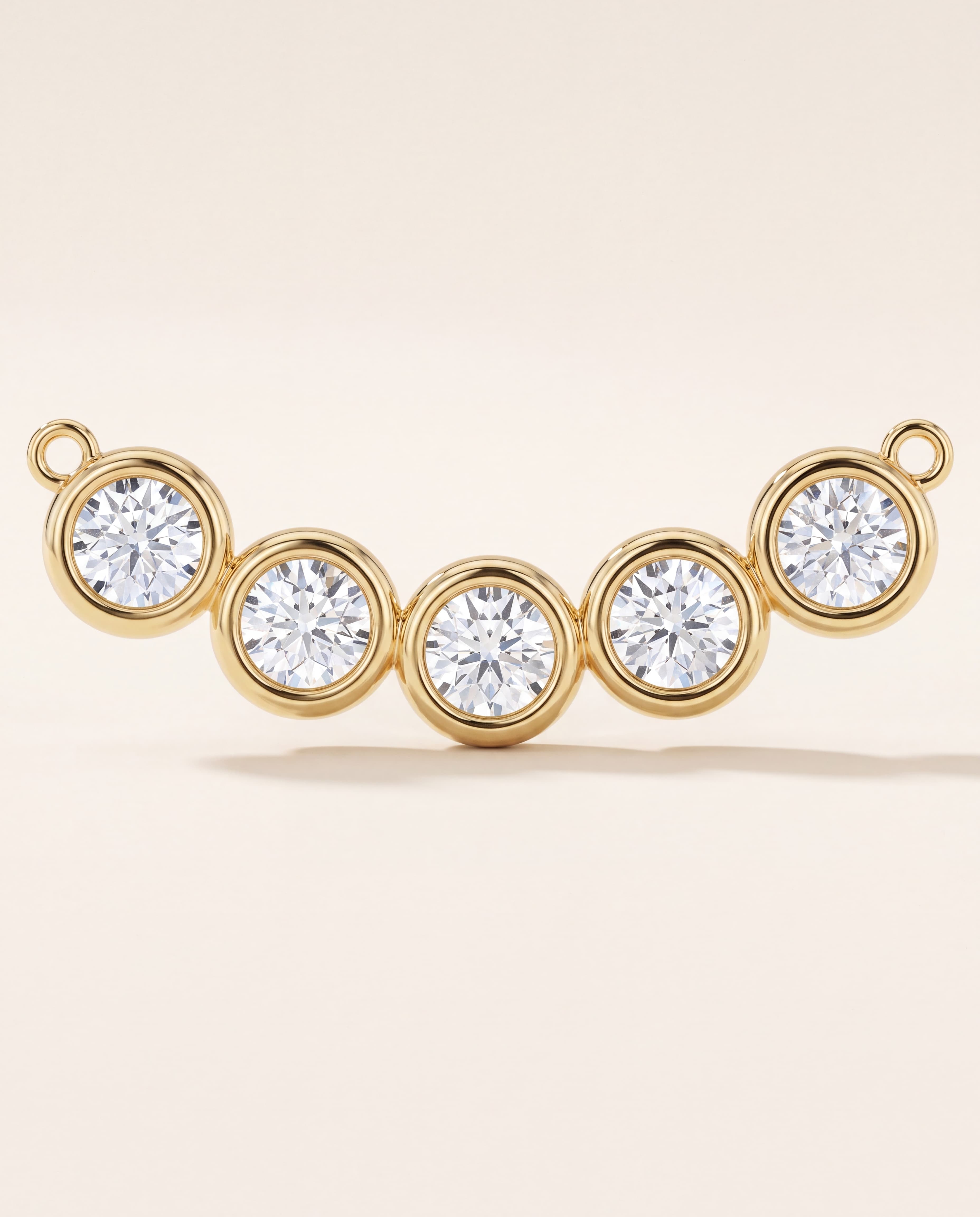 Five Station Bezel Necklace in yellow gold