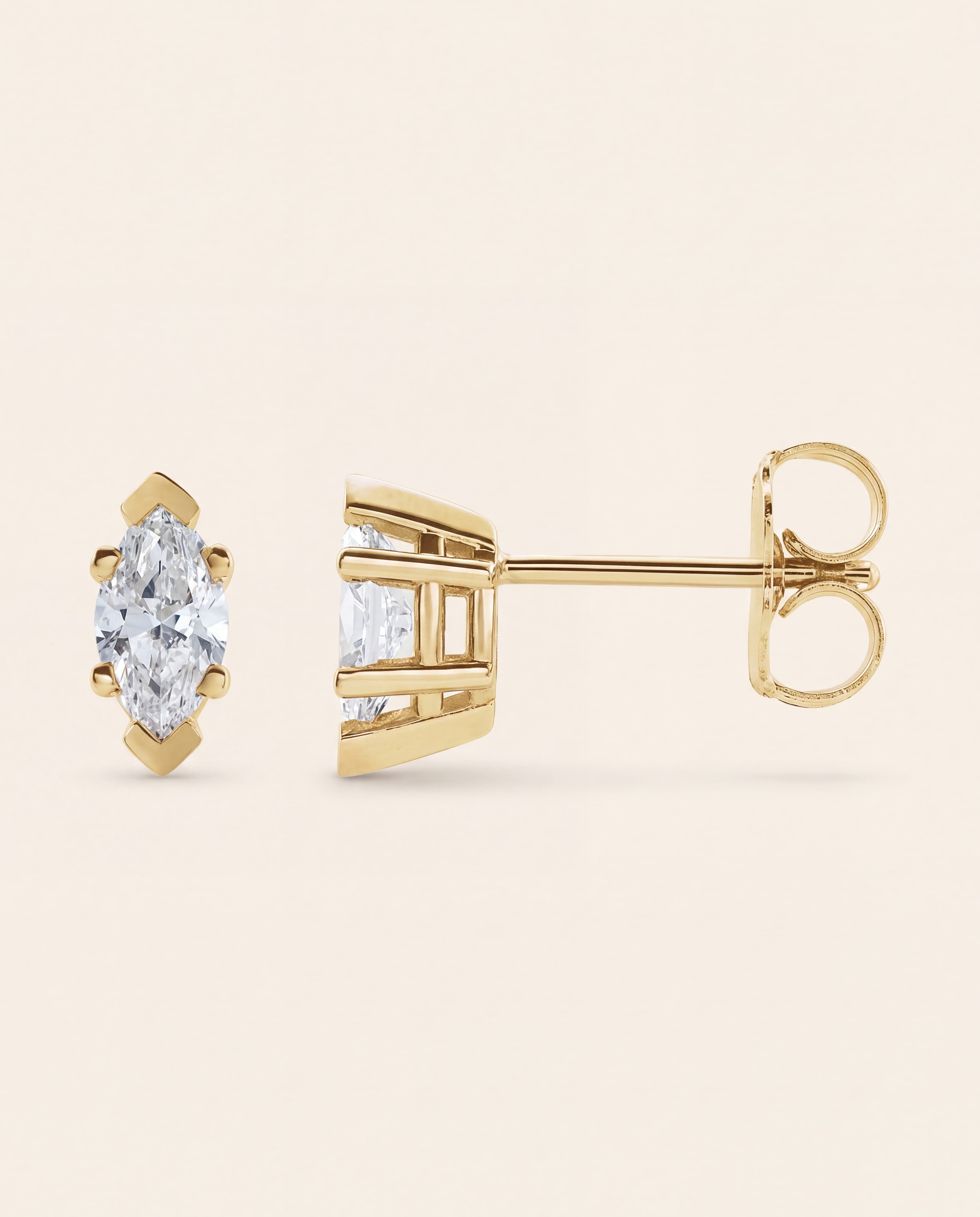 Marquise Stud Earrings in yellow gold