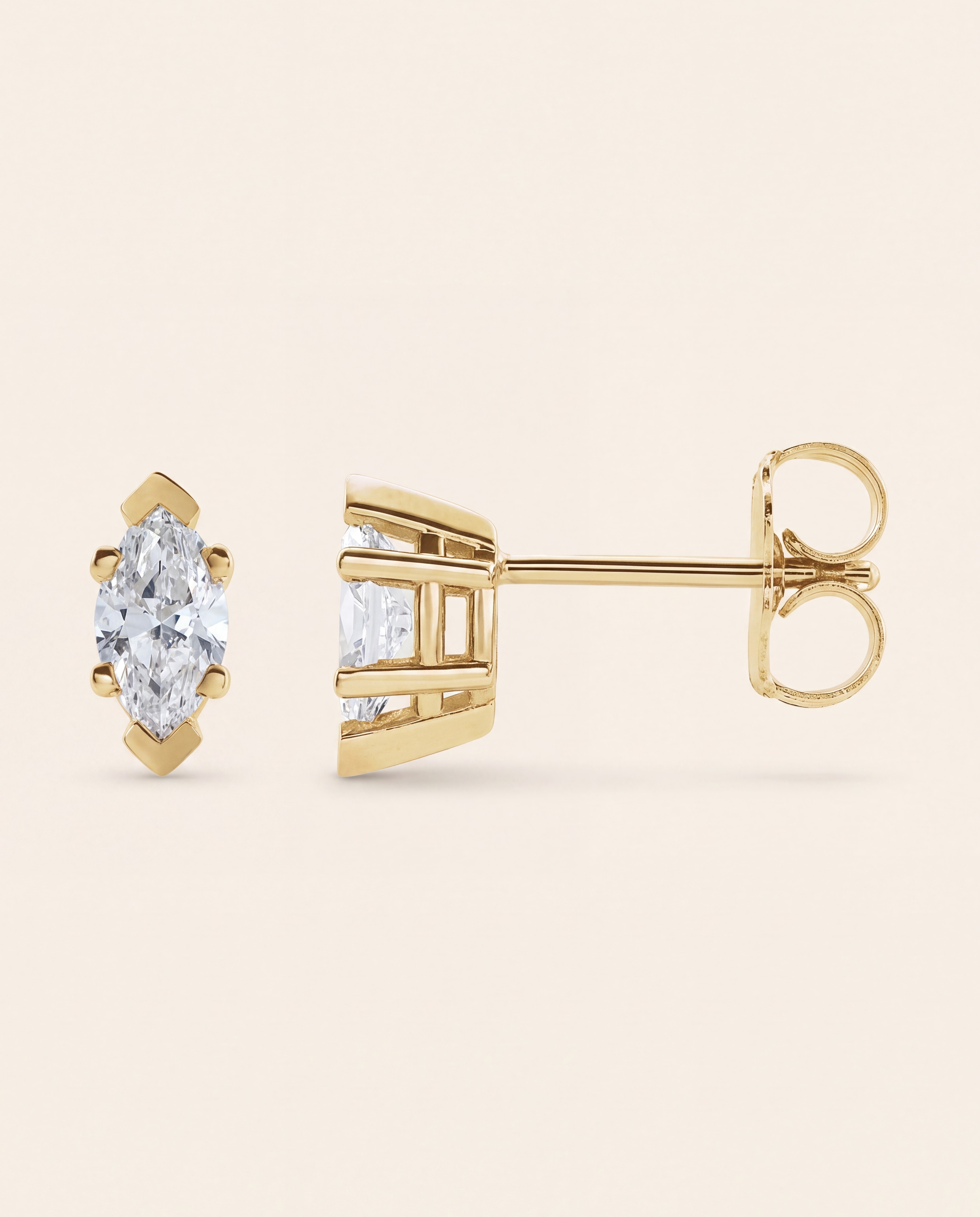 Marquise Stud Earrings in yellow gold