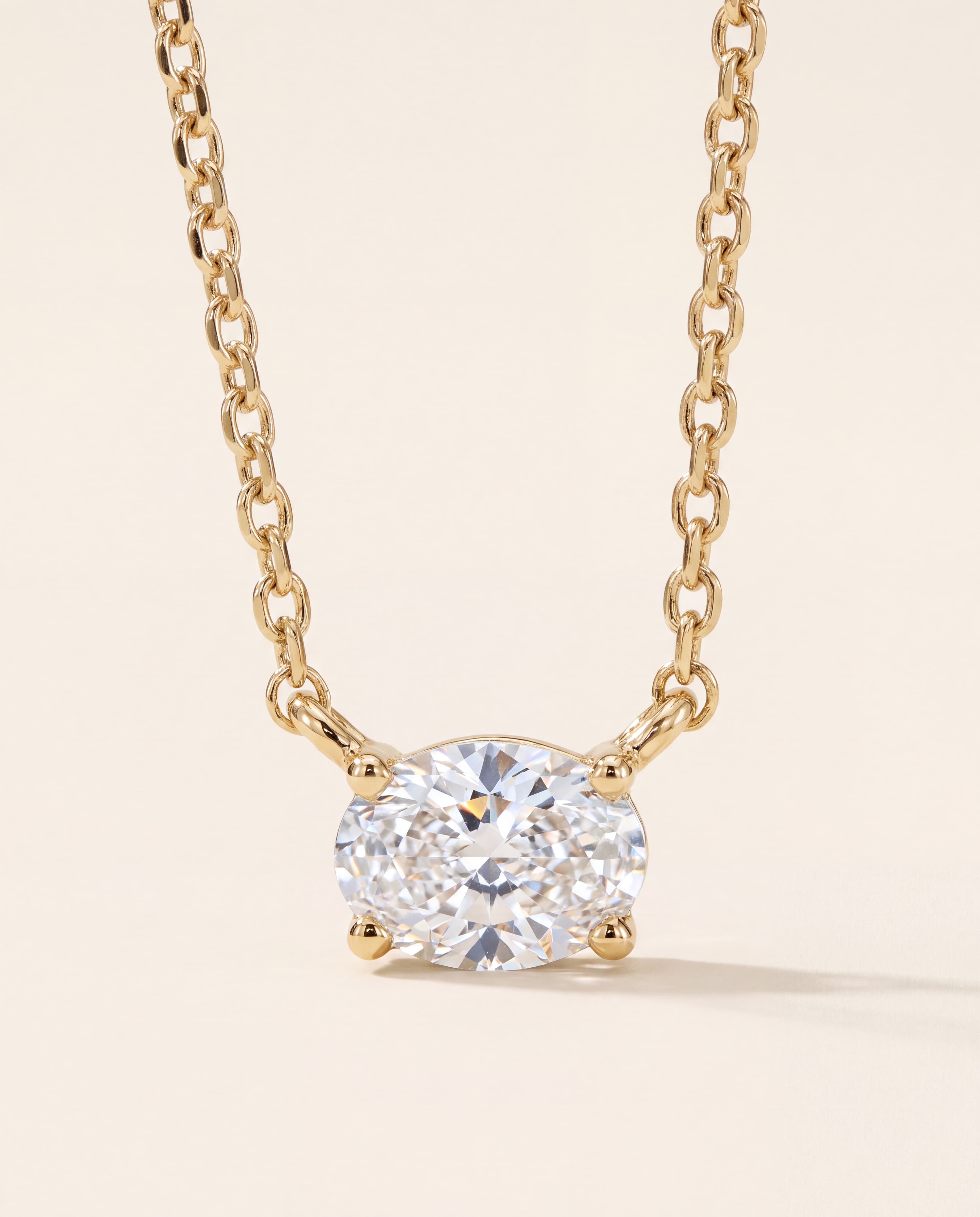 Oval Solitaire Necklace in yellow gold