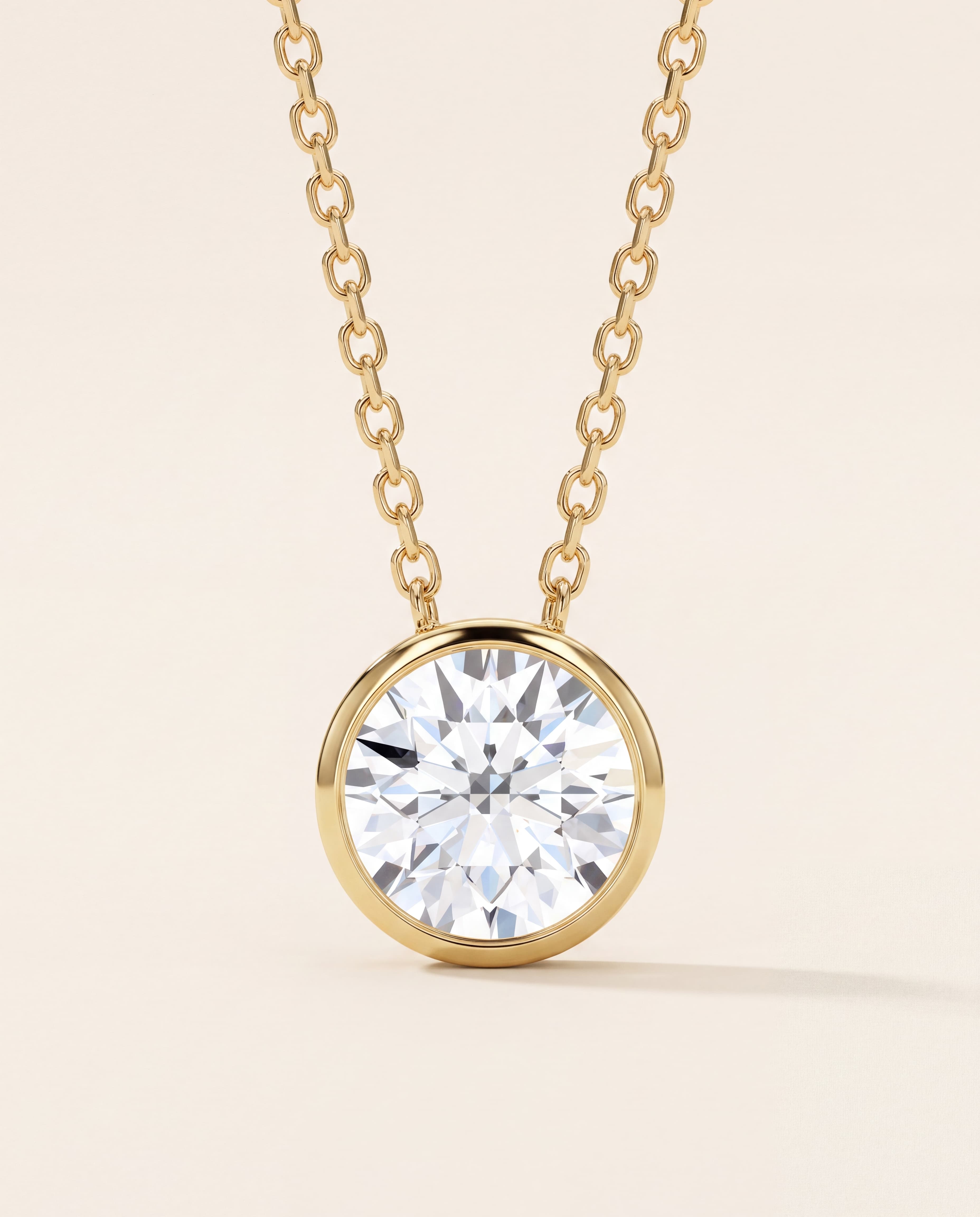 Round Bezel Necklace in yellow gold