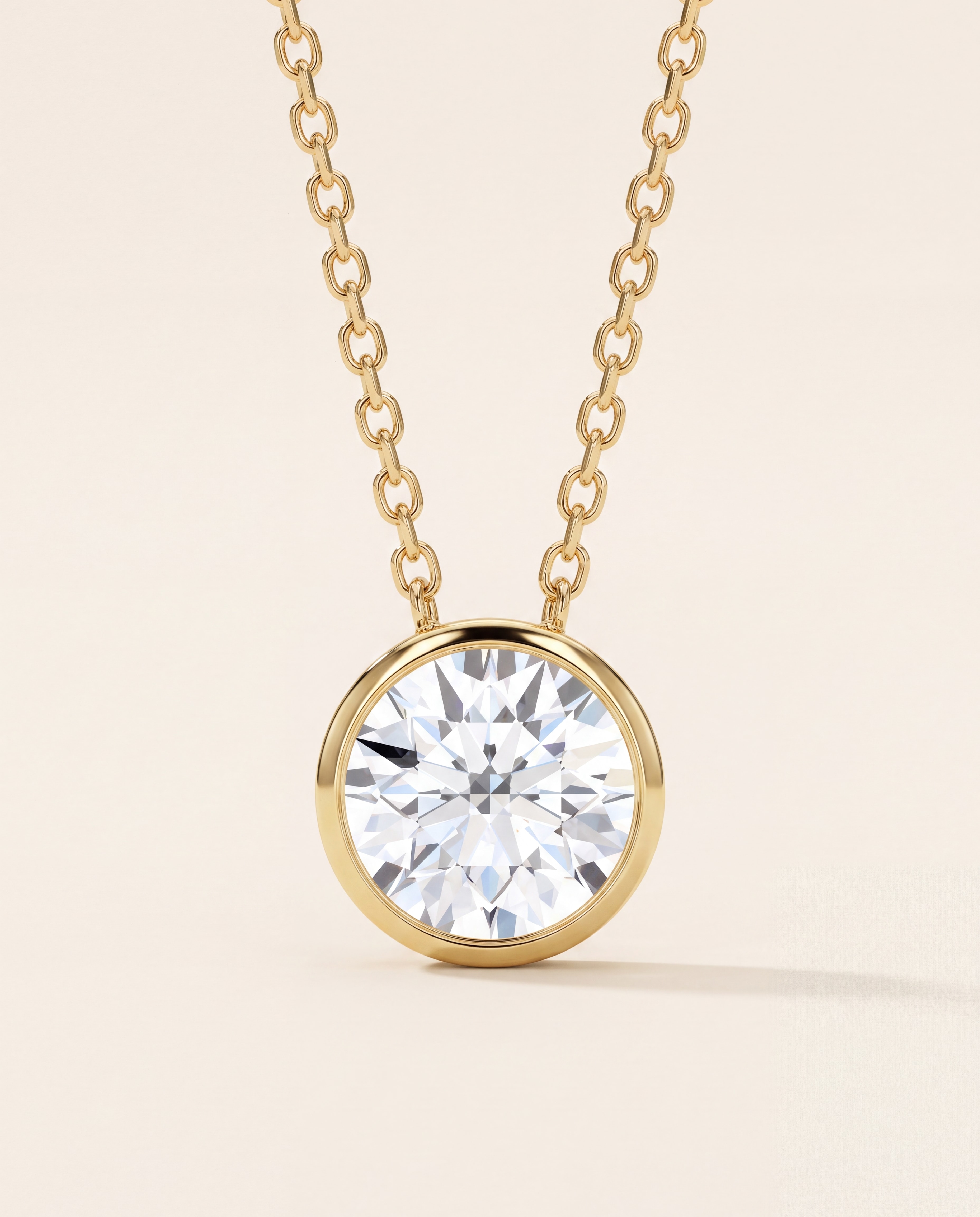 Round Bezel Necklace in yellow gold