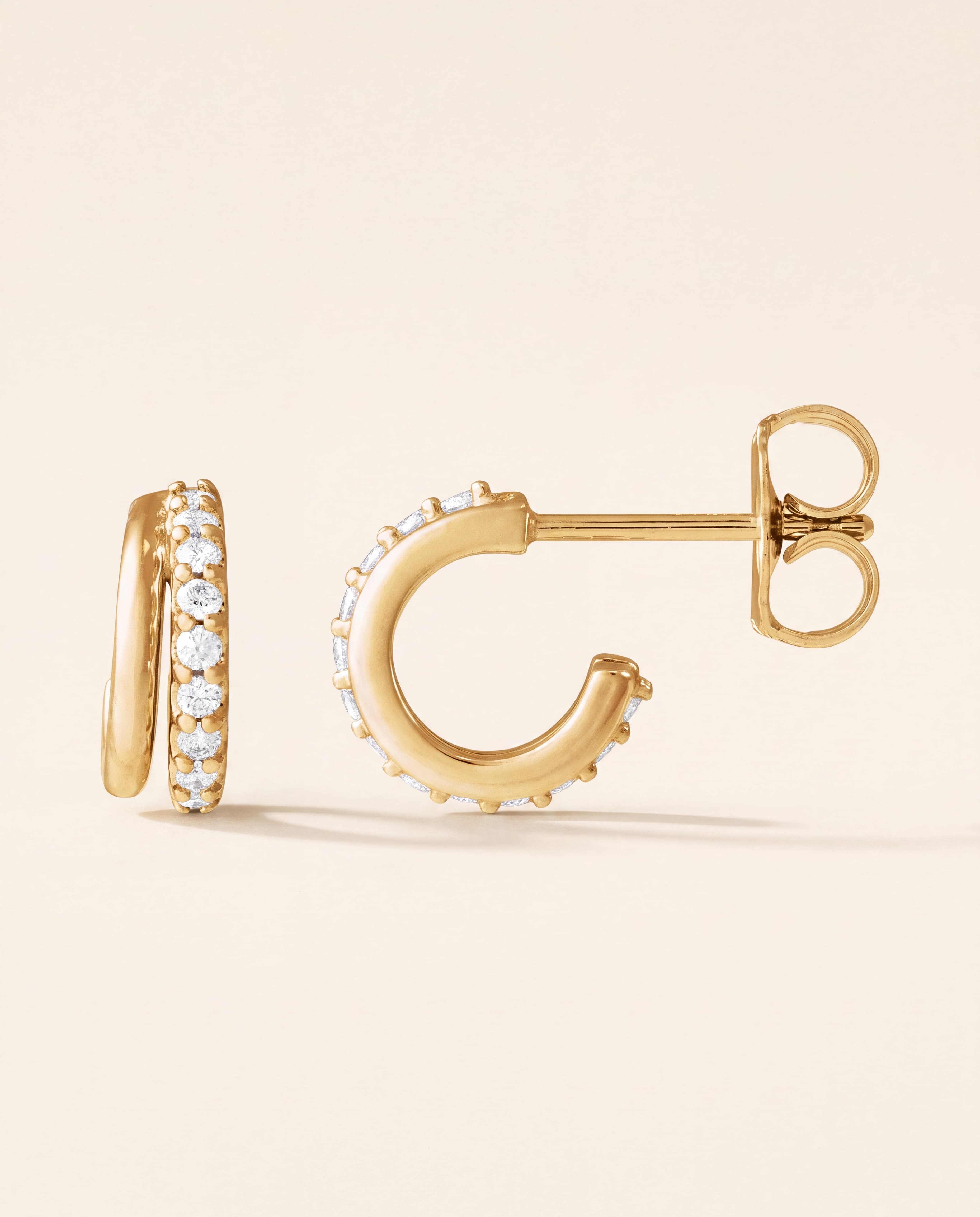 Petite Lab-Grown Diamond Hoops in yellow gold