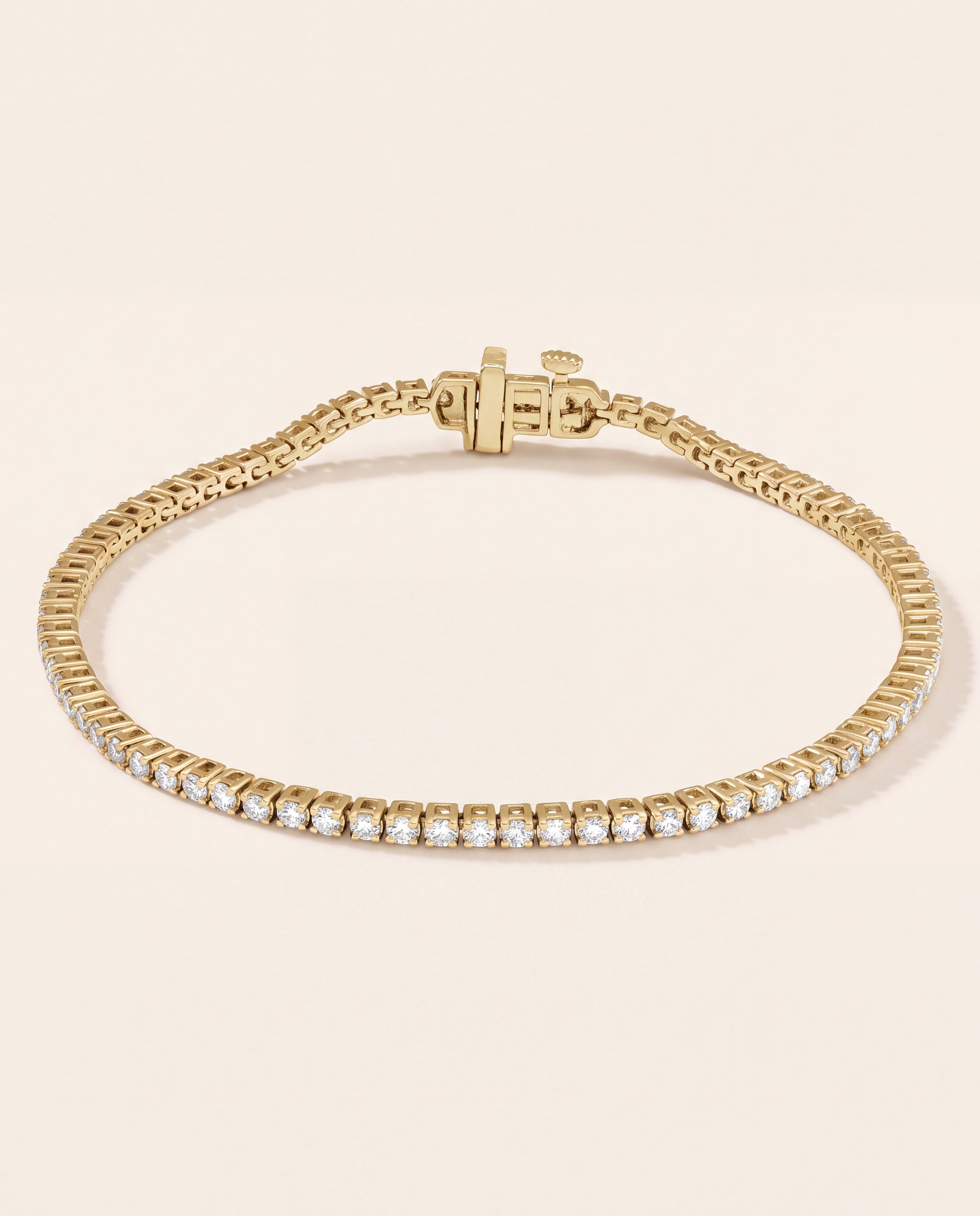 Round Lab-Grown Diamond Line Bracelet in yellow gold