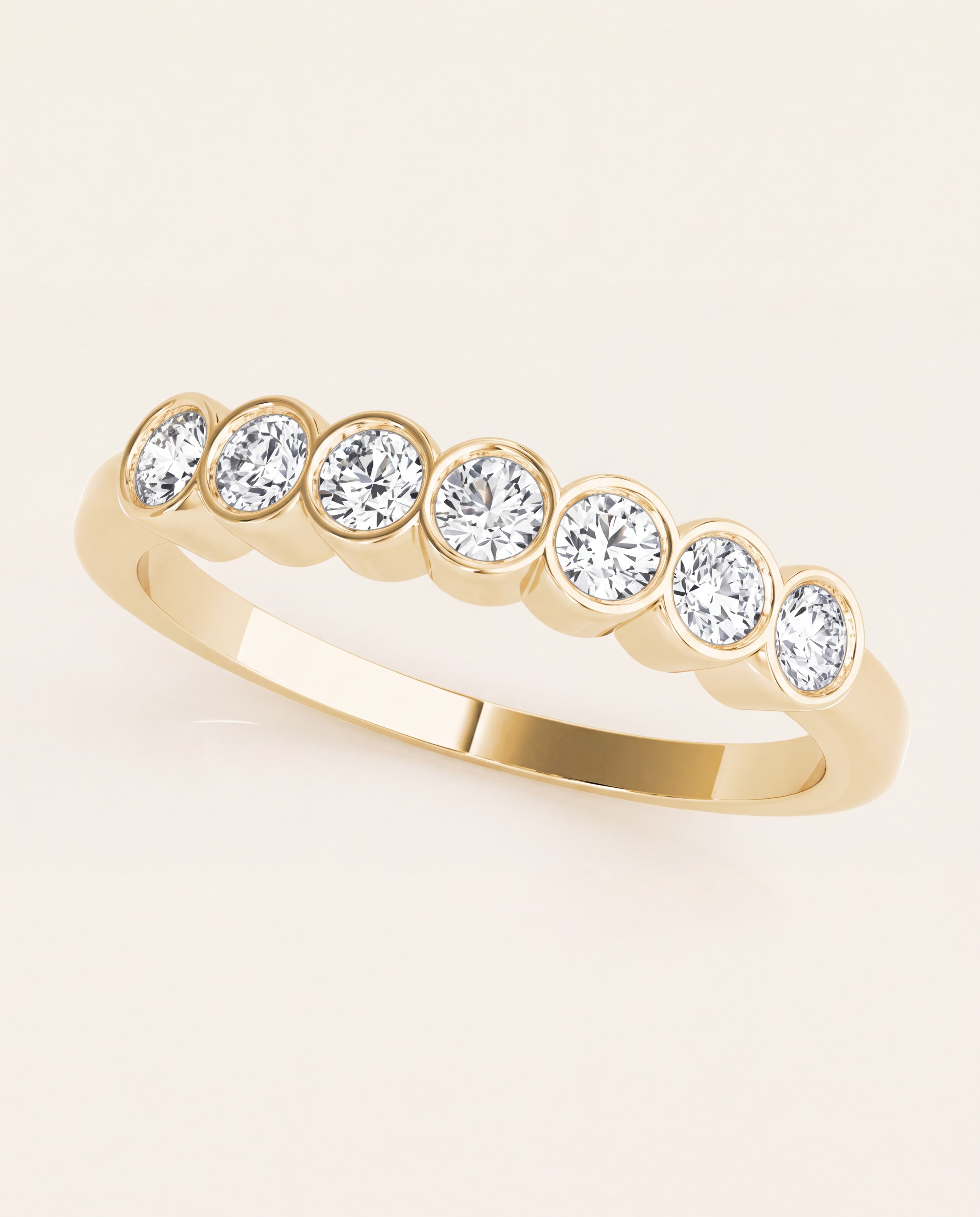 7-Stone Bezel-Set Diamond Band – 0.42 CT. TW, studio photograph