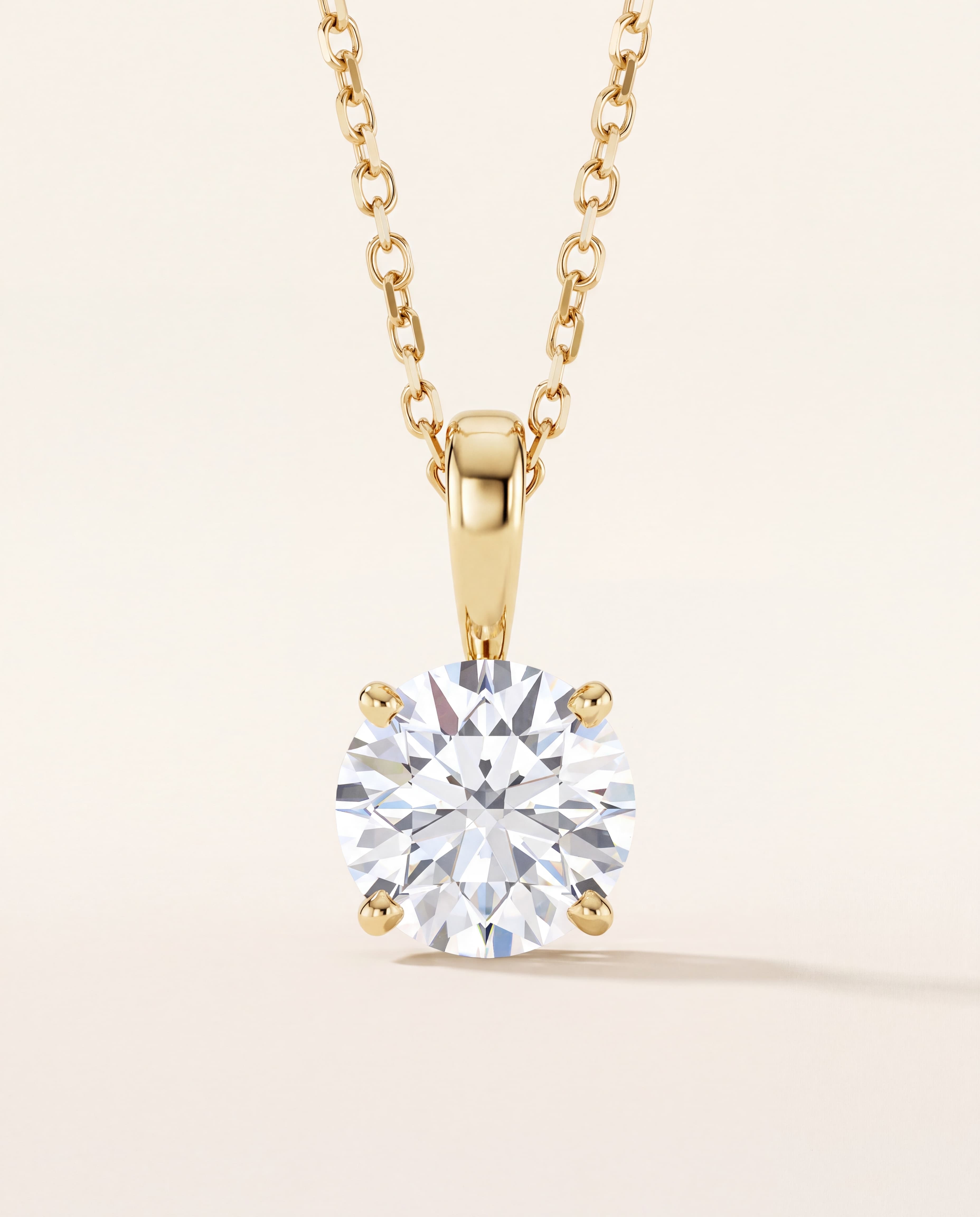 Diamond Solitaire Pendant Necklace (18"), studio photograph