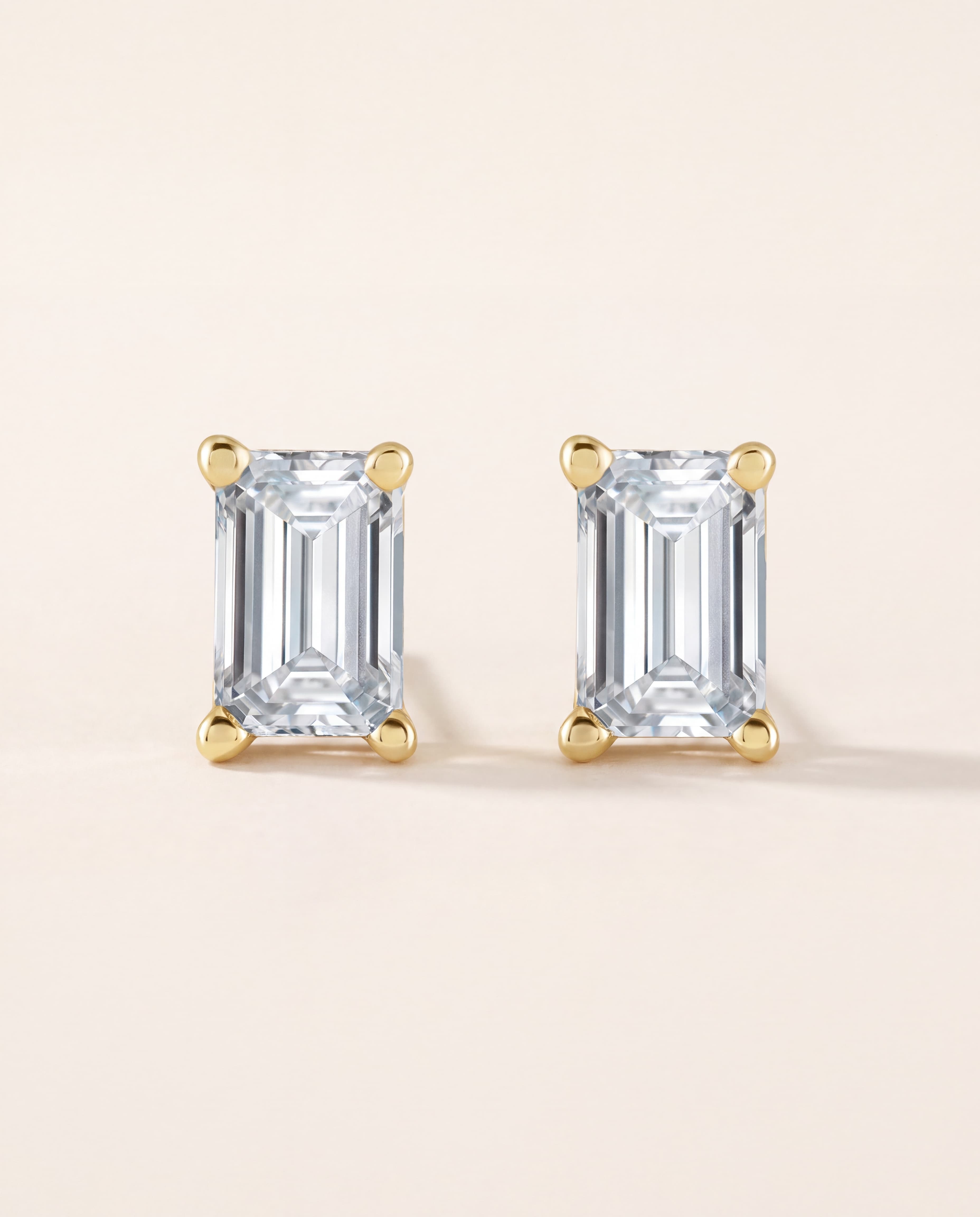 Emerald-Cut Diamond Stud Earrings – 1/2 CT. TW, studio photograph