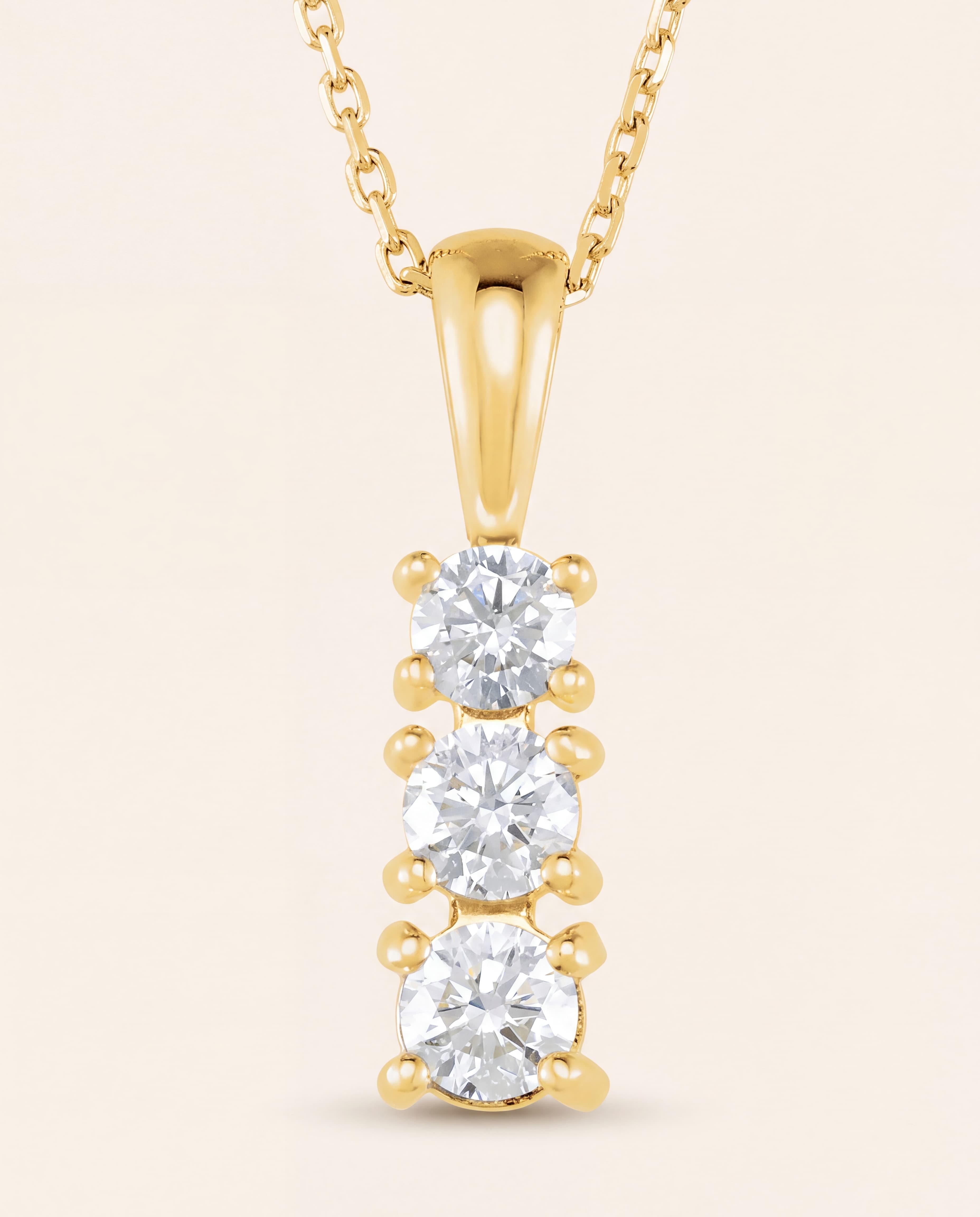 Three-Stone Diamond Pendant Necklace – 1/3 CT. TW, studio photograph