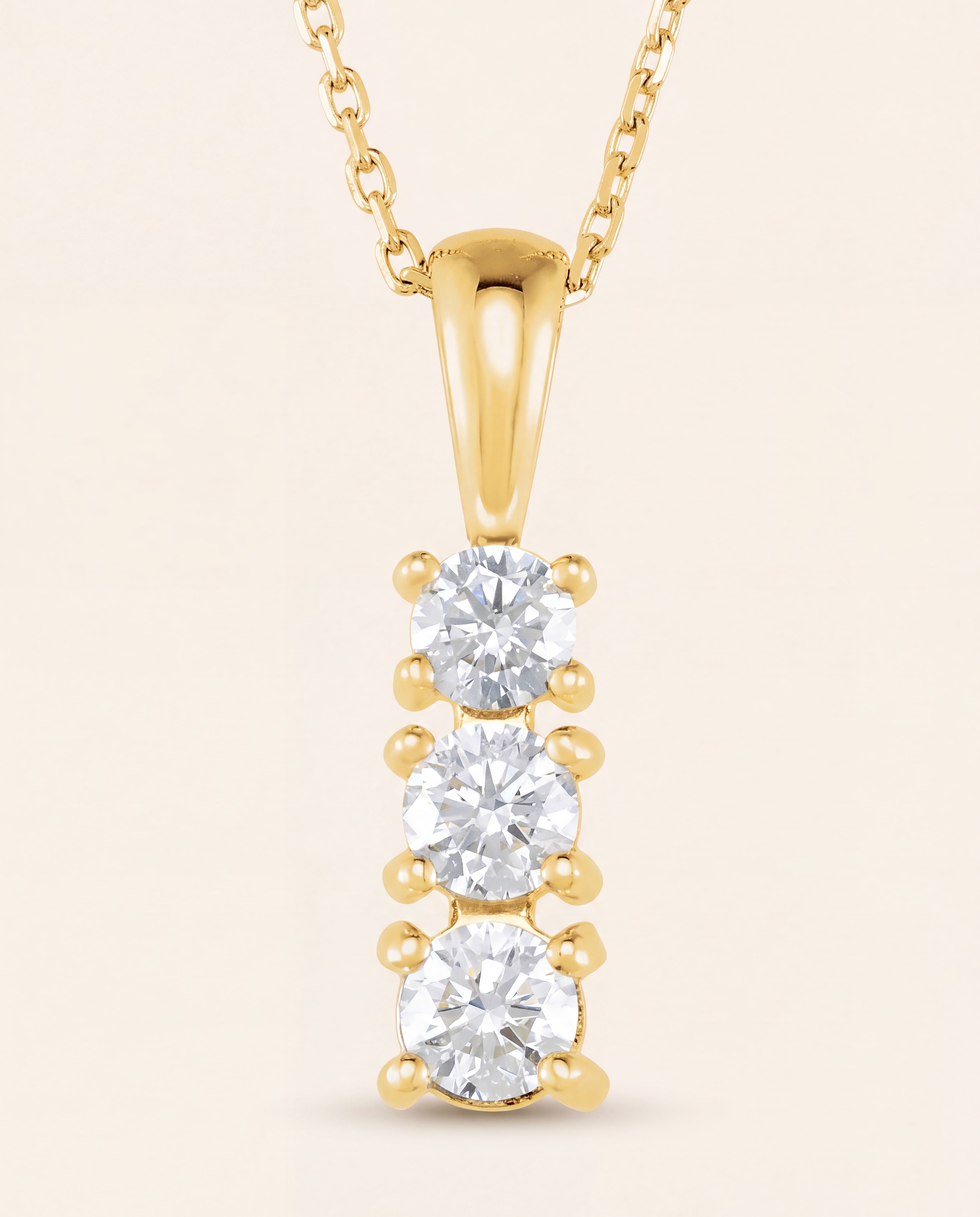 Three-Stone Diamond Pendant Necklace – 1/3 CT. TW, studio photograph