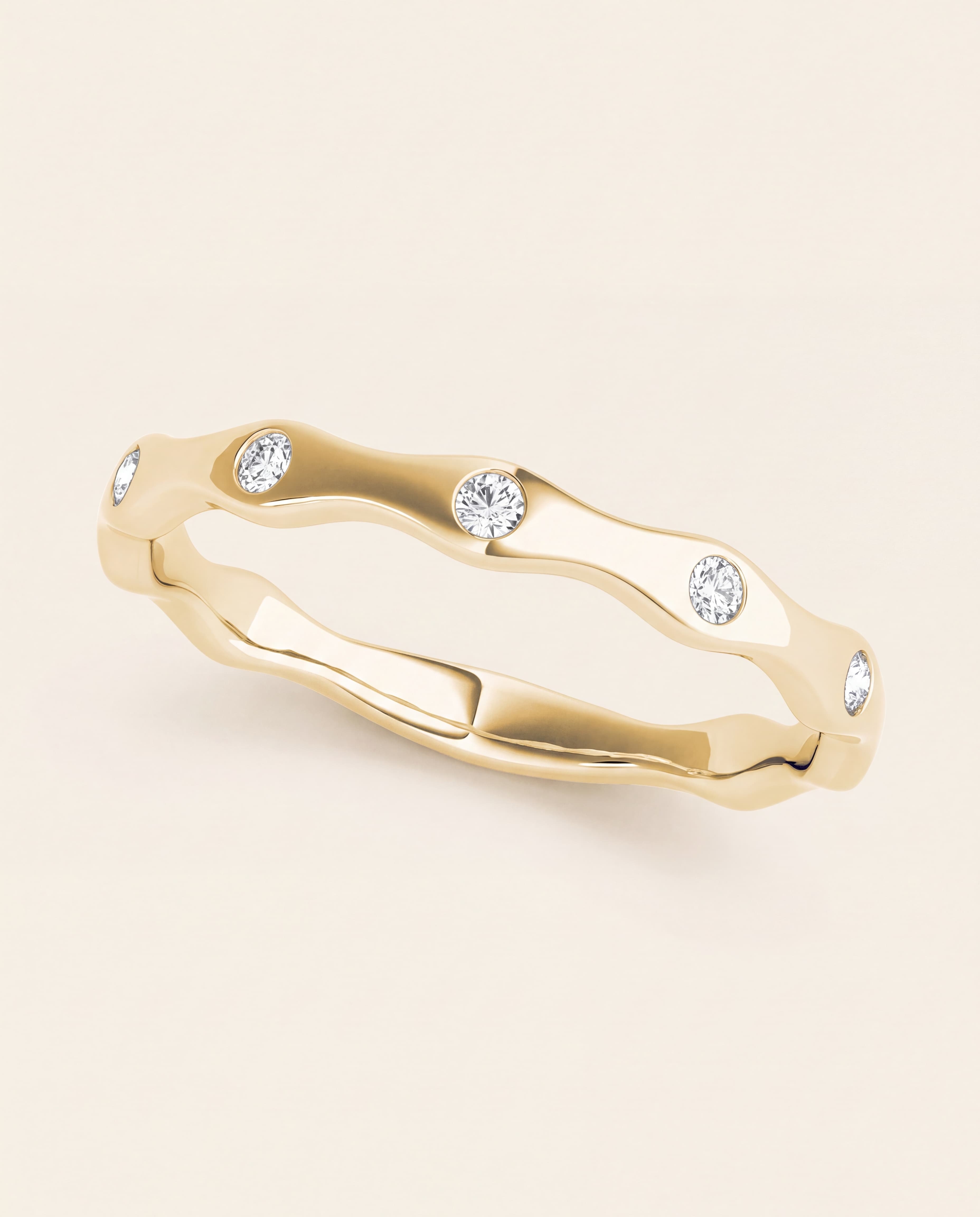 Wavy Bezel-Set Diamond Band – 0.135 CT. TW, studio photograph