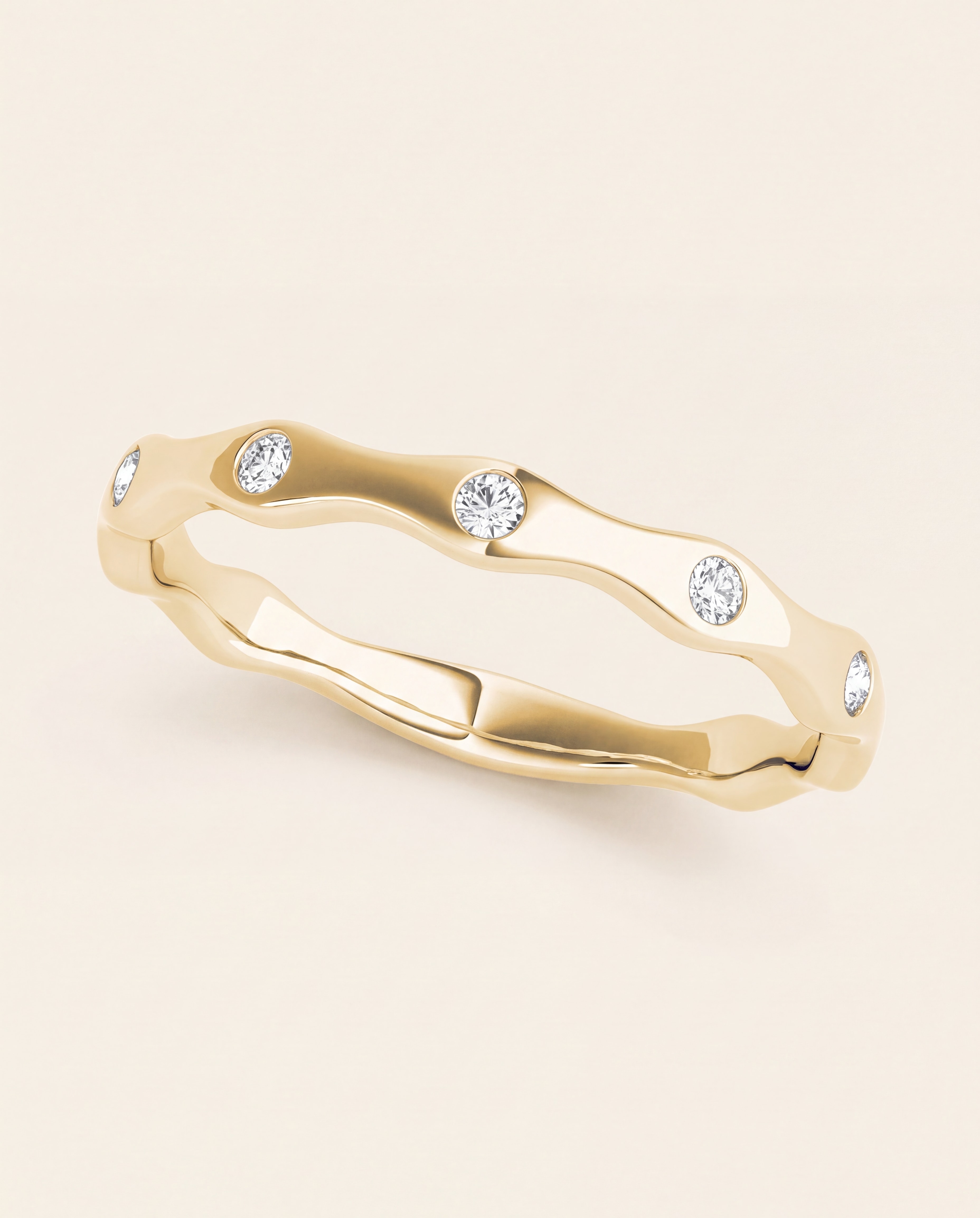 Wavy Bezel-Set Diamond Band – 0.135 CT. TW, studio photograph