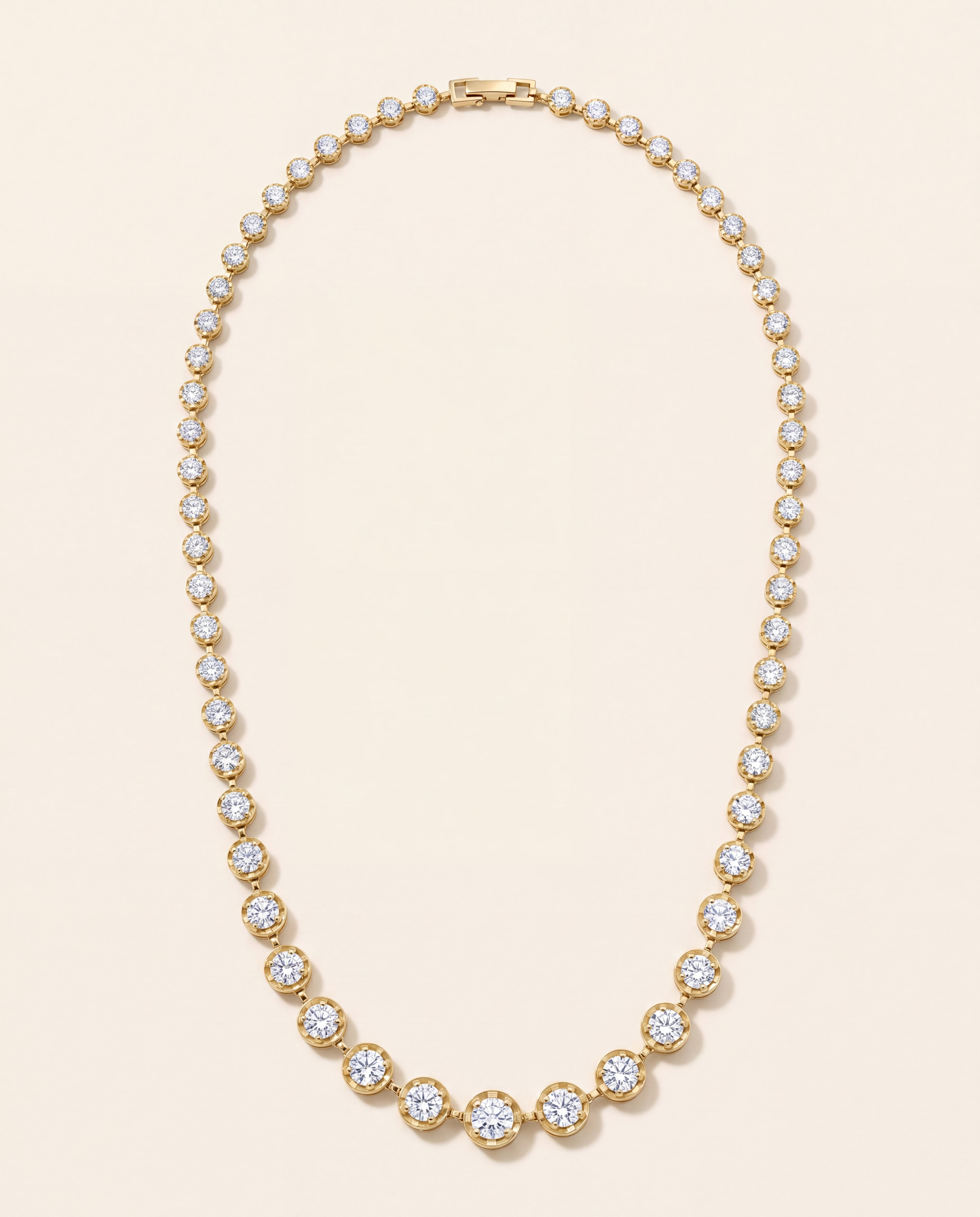 Line Diamond Necklace – 6 3/4 CT. TW in 14K yellow gold, studio photo on ivory