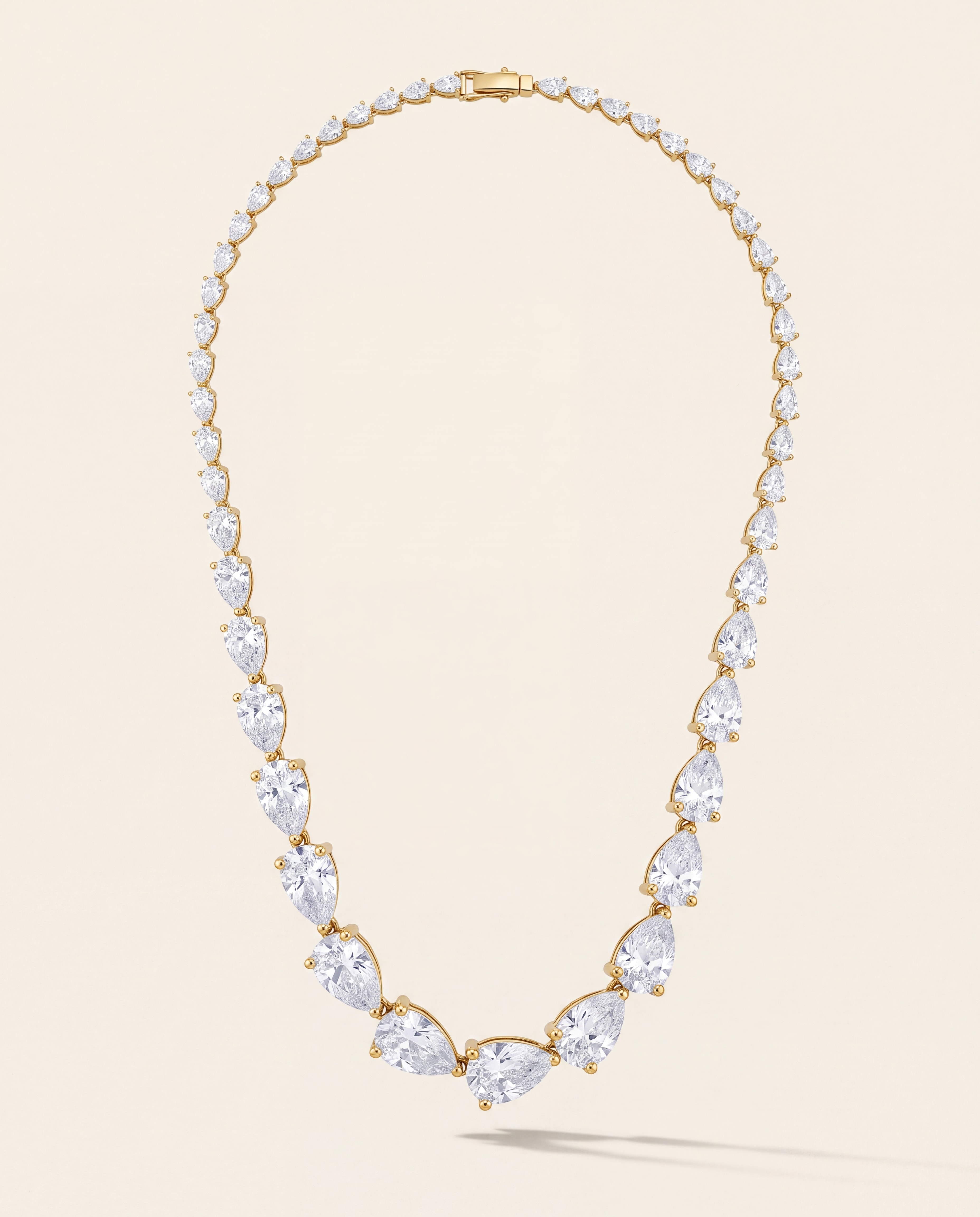 Line Diamond Necklace – 10 CT. TW (16") in 14K yellow gold, studio photo on ivory